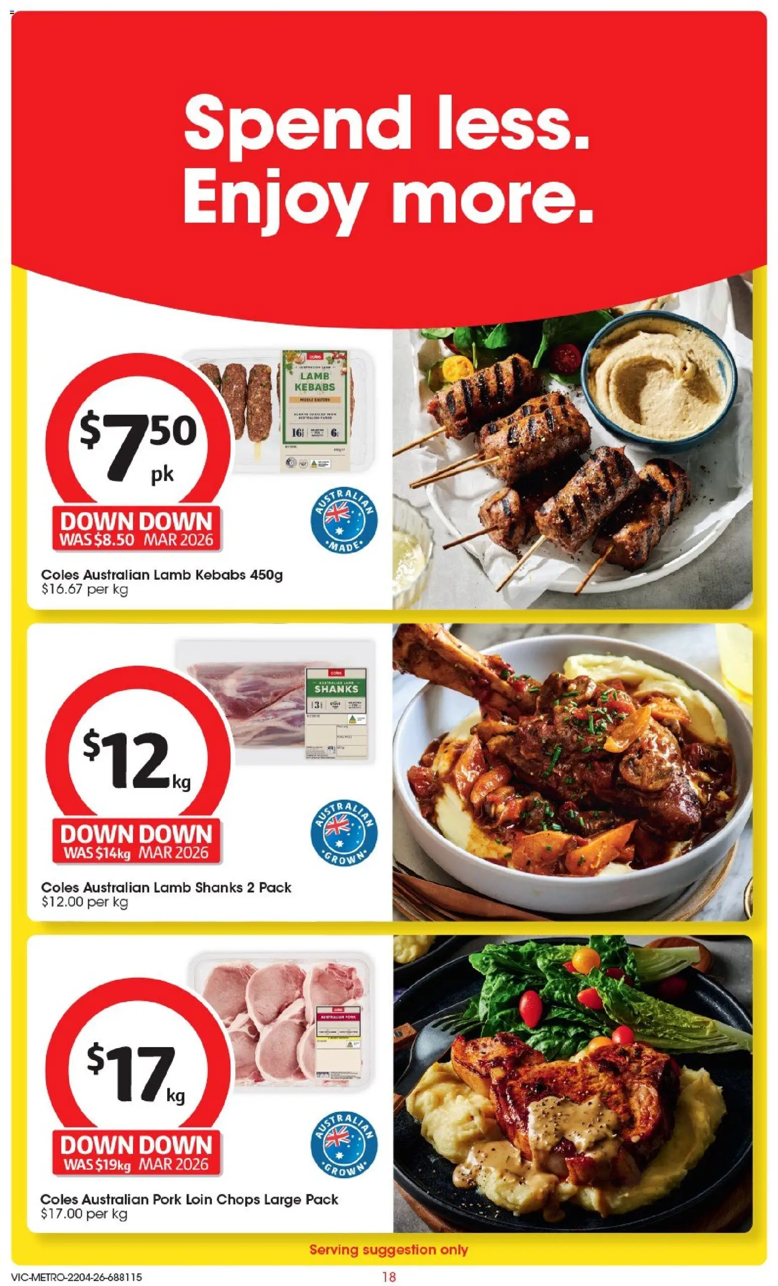 Coles catalogue - valid from 22.04.2026 | Page: 18 | Products: Pork, Lamb