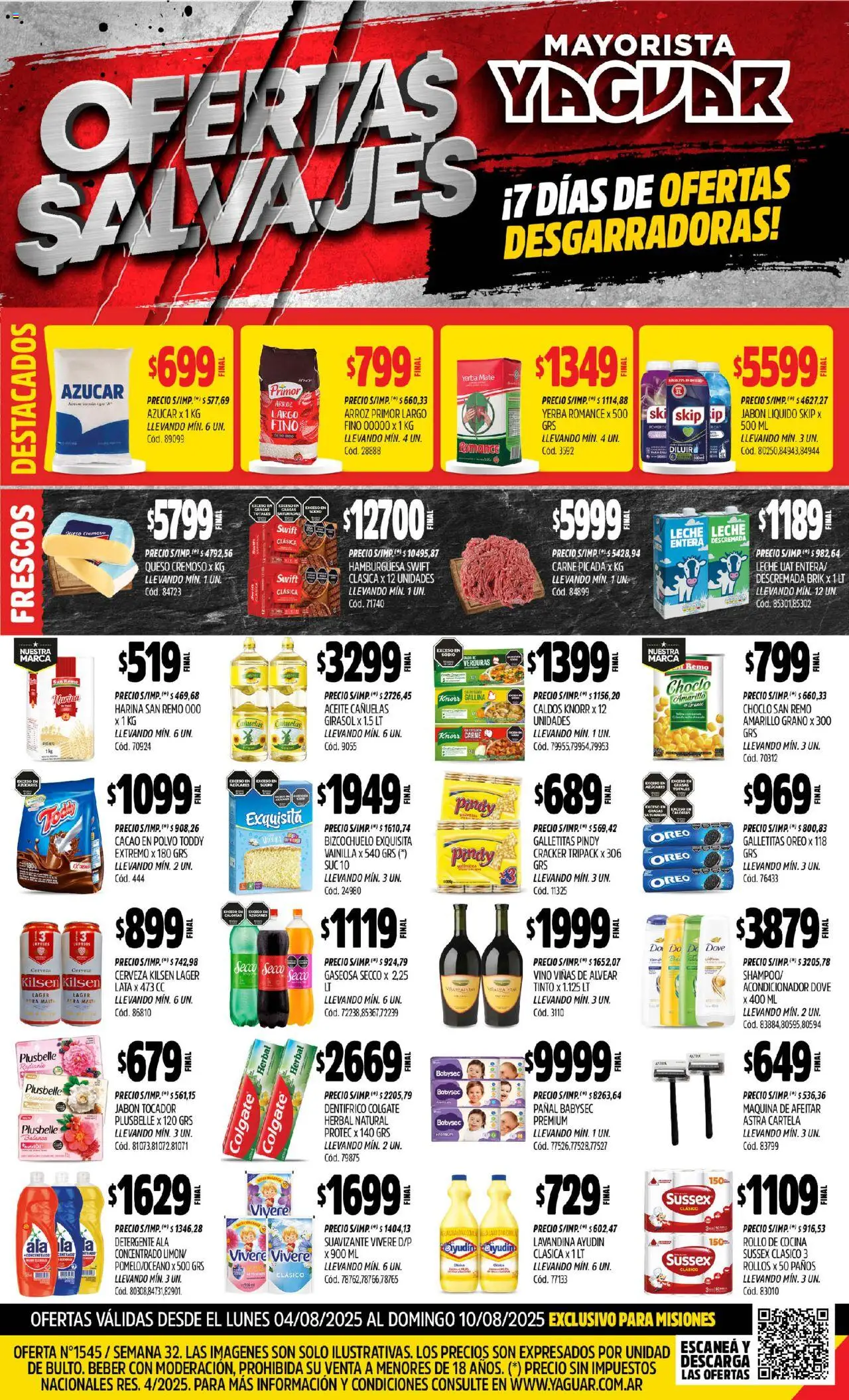 Yaguar - Misiones │ válido desde el 04.08.2025 | Página: 1 | Productos: Choclo, Jabón, Queso, Arroz