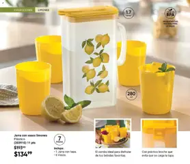Vista previa de Jarra con vasos limones, Plástico. Incluye: 1 Jarra con tapa y 6 Vasos., nuevo folleto de la tienda, válido en México a partir del 13.03.2026 | Página: 188