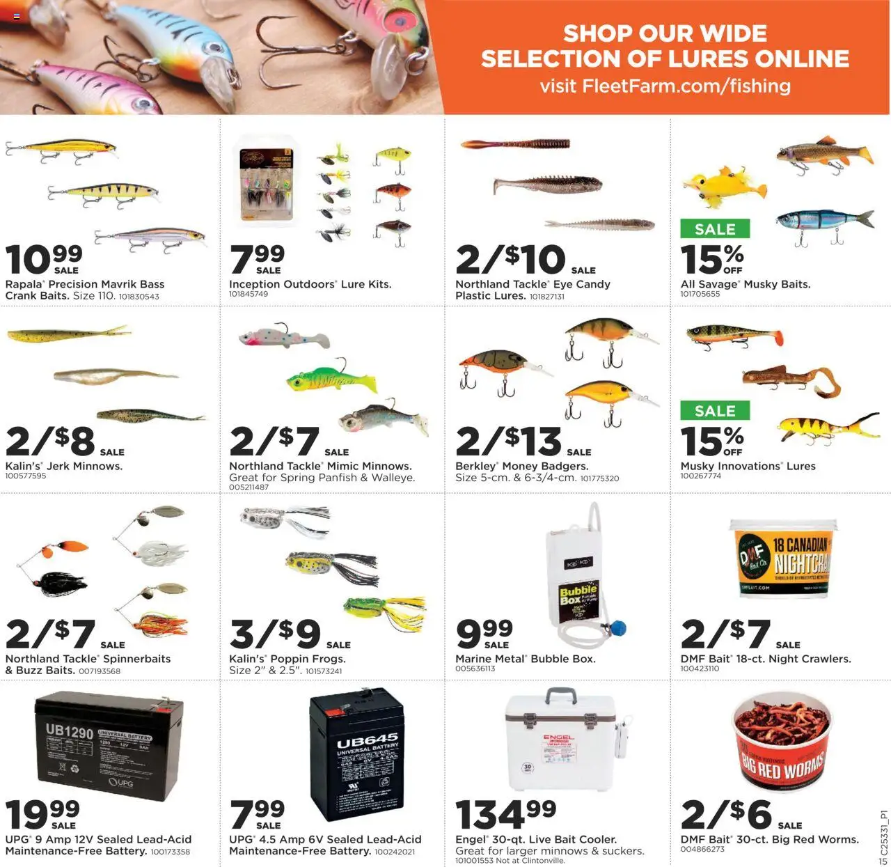 Mills Fleet Farm Weekly Ad - valid from 14.08.2025 | Page: 17 | Products: Battery, Lure, Bait