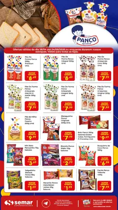 Semar Supermercado ofertas Panco - Pré-Visualização do folheto da loja Semar Supermercado, válido de 28.04.2026 | Página: 1 | Produtos: Biscoito, Banco, Rosquinha, Azeite