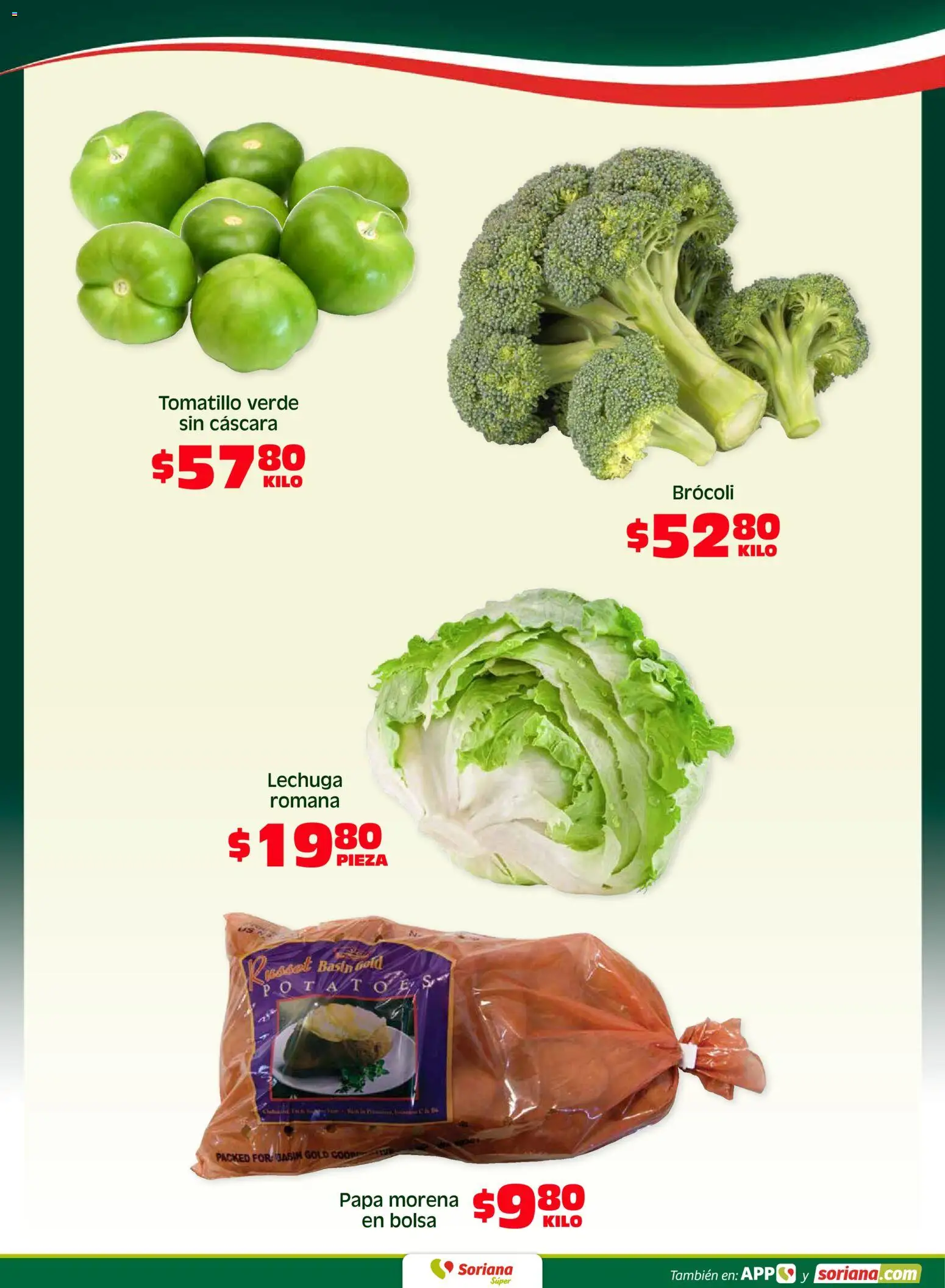 Nuevas ofertas de Soriana válidas en toda la República Mexicana desde el 10.04.2026. ¡Encuentra las mejores ofertas en Soriana Fin de Semana Súper: Tijuana, Mexicali, Ensenada, San Luis Río Colorado y Tecate! | Página: 3 | Productos: Papa, Brocoli, Bolsa, Lechuga