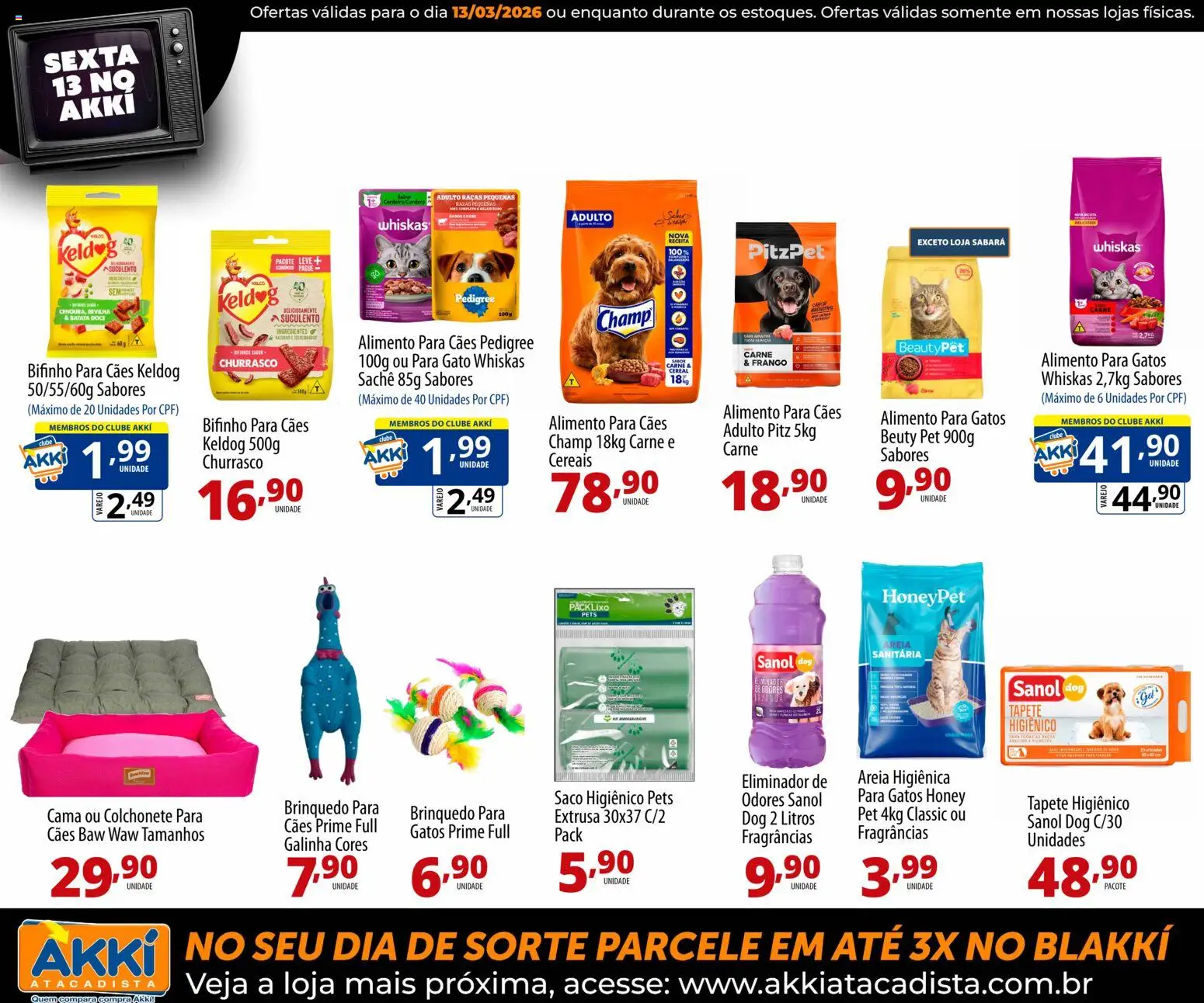 Akki Atacadista Folheto - válido de 13.03.2026 | Página: 12 | Produtos: Tapete, Tapete higiênico, Cereais, Batata