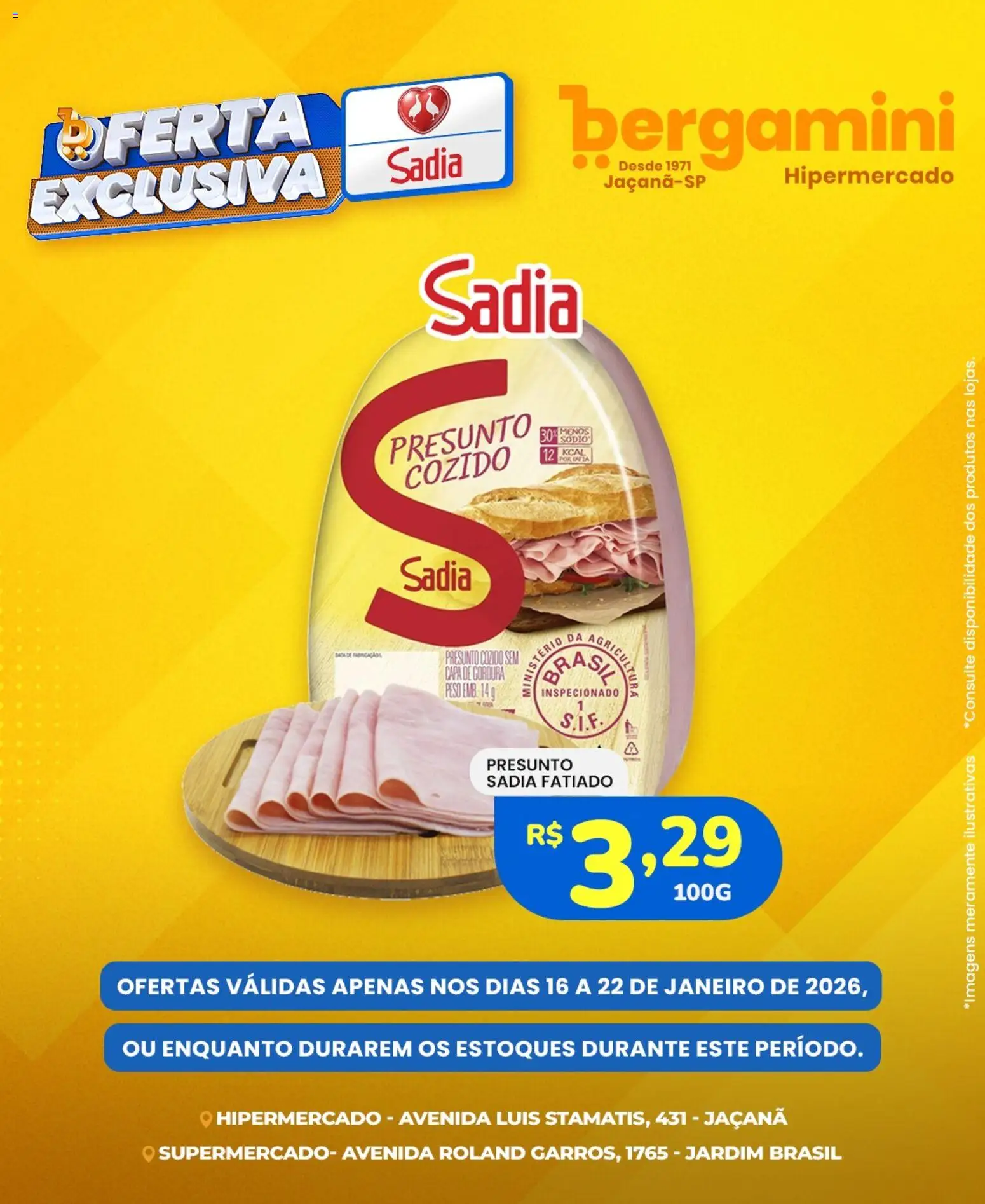 Supermercado Bergamini Folheto - válido de 16.01.2026 | Página: 3 | Produtos: Presunto