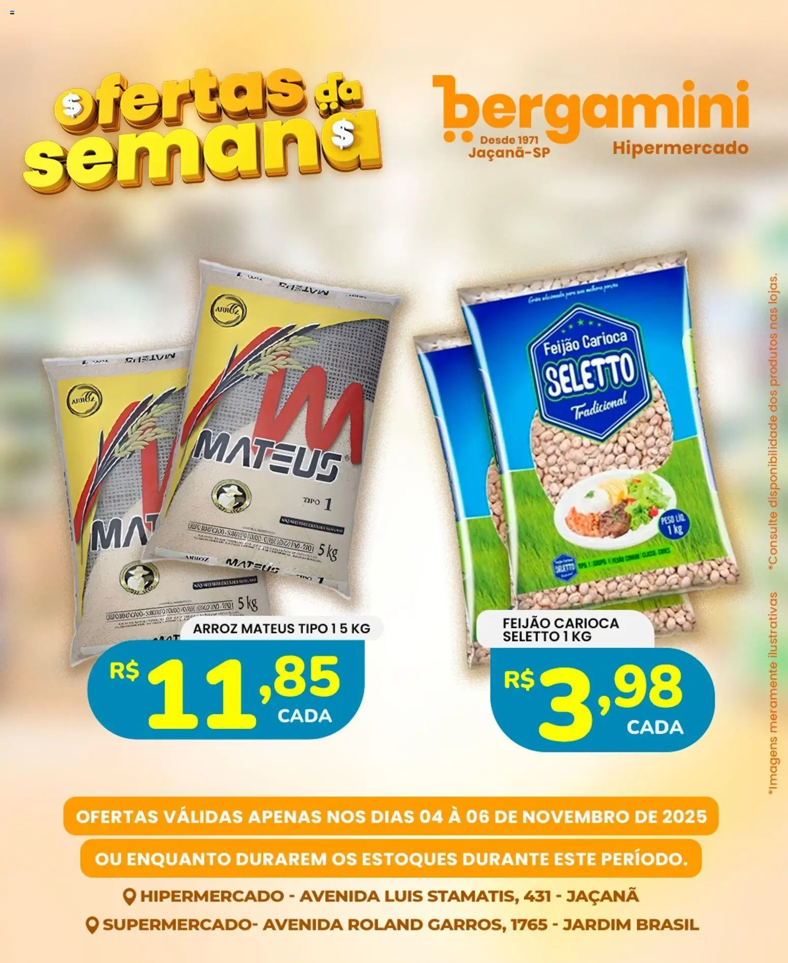 Supermercado Bergamini Folheto - válido de 04.11.2025 | Página: 3 | Produtos: Feijão, Arroz