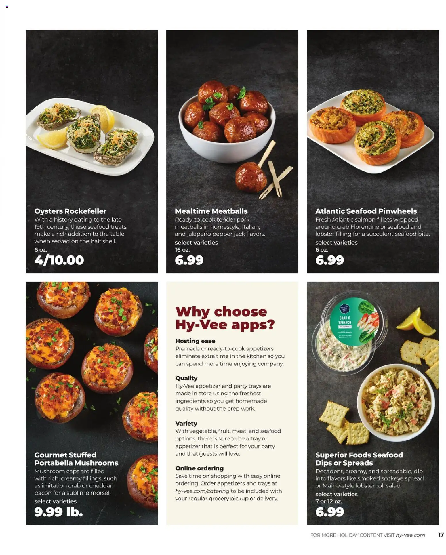 HyVee Holiday Entertaining - valid from 10.11.2025 | Page: 19 | Products: Table, Mushrooms, Spinach, Seafood