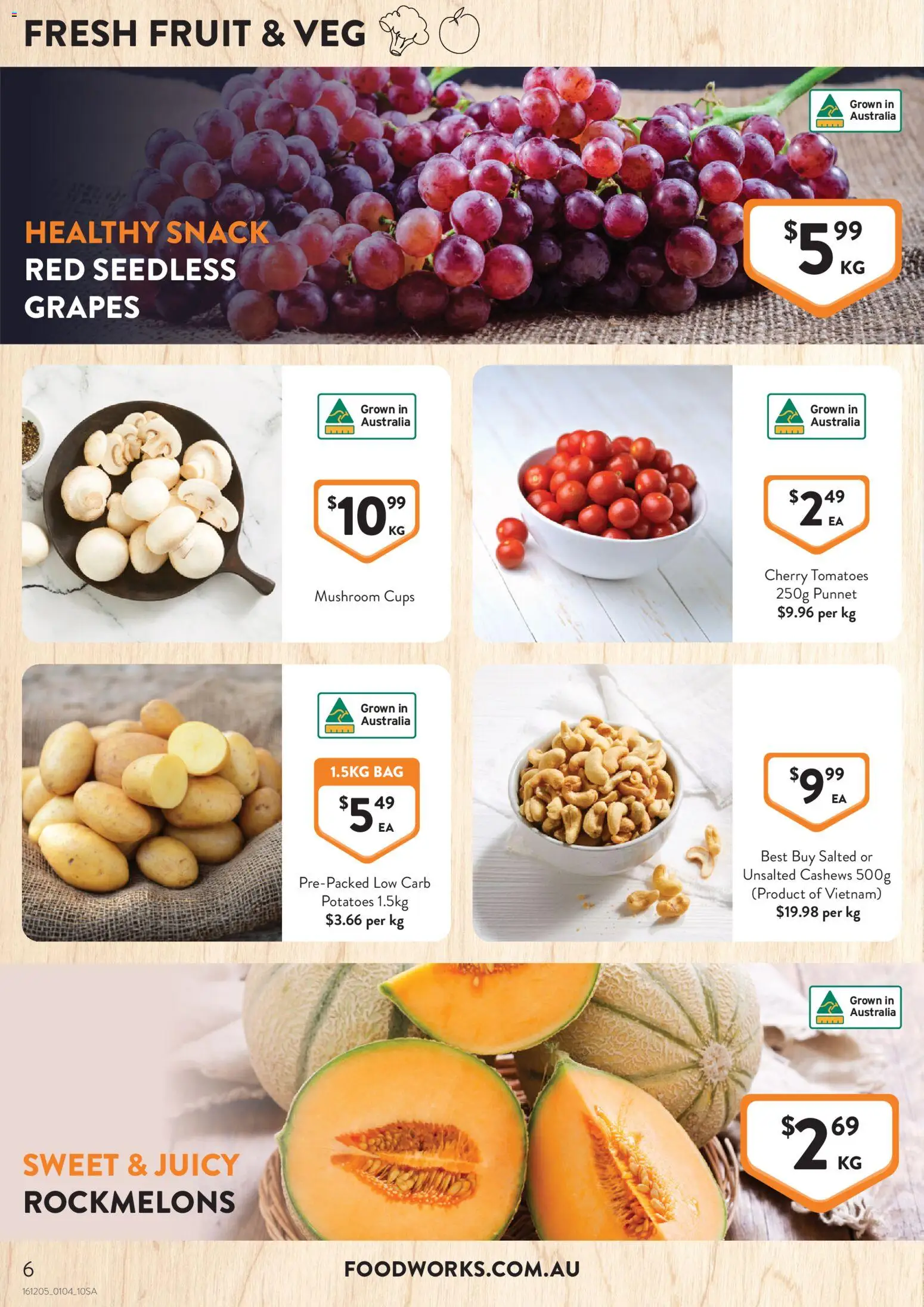 Foodworks catalogue - valid from 01.04.2026 | Page: 6 | Products: Cups, Tomatoes, Potatoes, Grapes