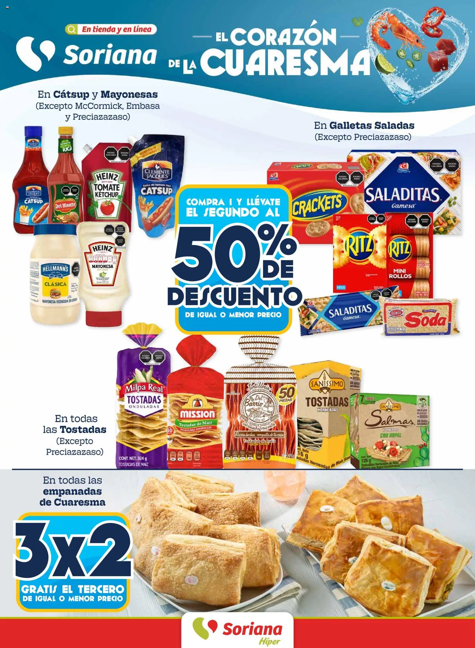 Nuevas ofertas de Soriana válidas en toda la República Mexicana desde el 19.02.2026. ¡Encuentra las mejores ofertas en Soriana - Fin de Semana Híper: Chih, Delicias, Dur y Coah (excepto Saltillo)! | Página: 1 | Productos: Maíz, Tomate, Catsup, Galletas