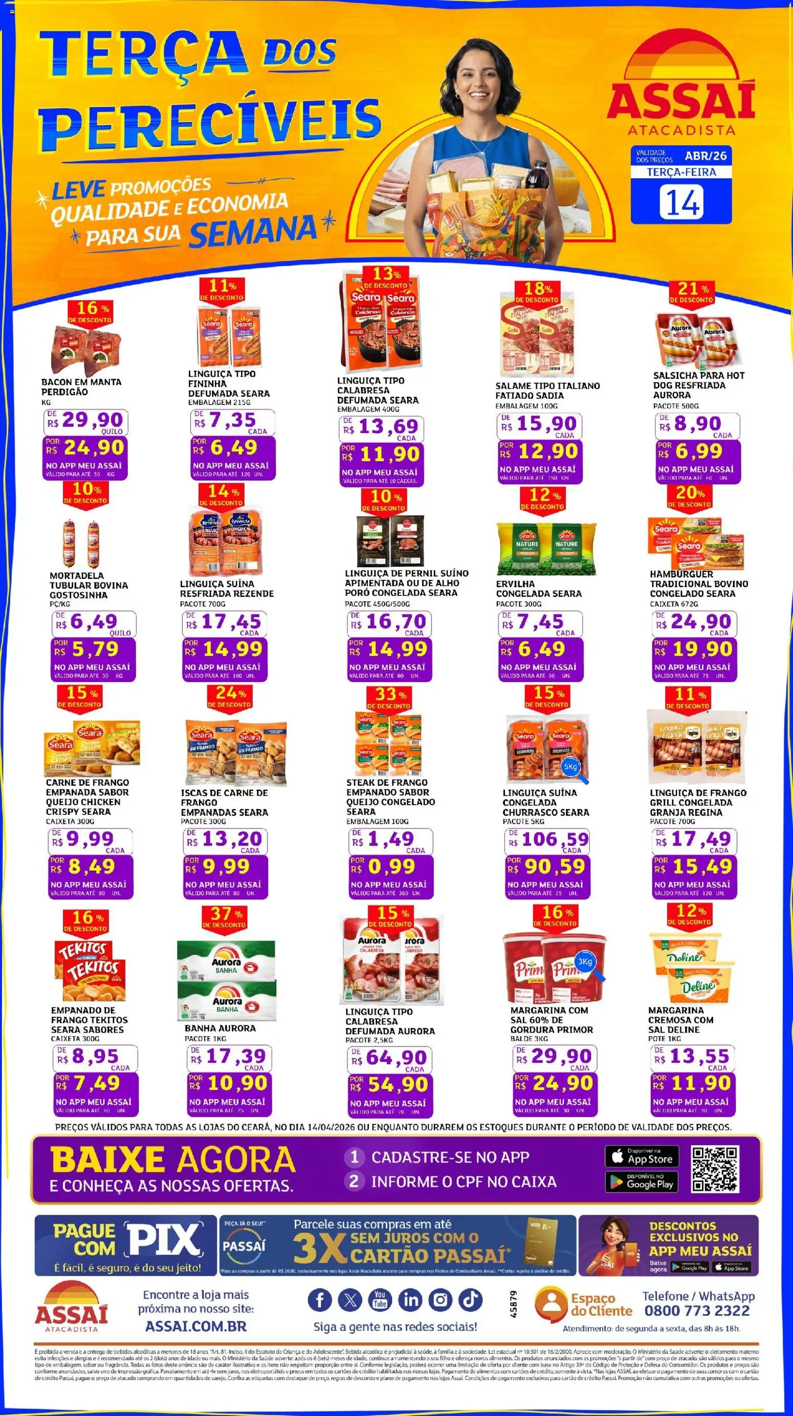 Assaí Atacadista Folheto - válido de 14.04.2026 | Página: 1 | Produtos: Caixa, Queijo, Carne, Bebida