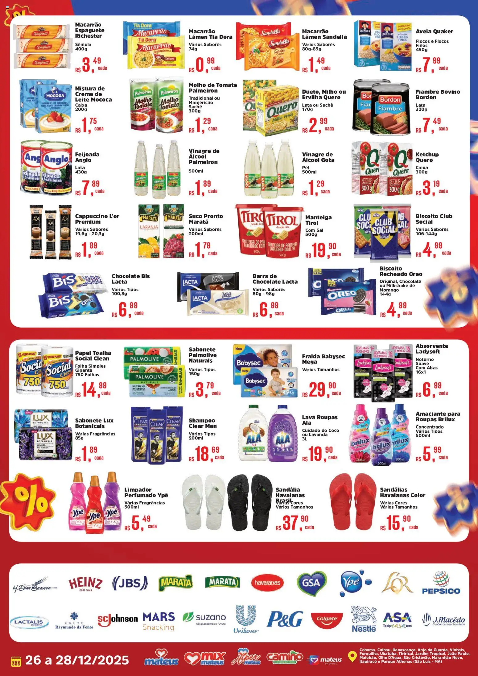 Mateus Folheto - válido de 26.12.2025 | Página: 2 | Produtos: Manjericão, Macarrão, Creme, Sandálias