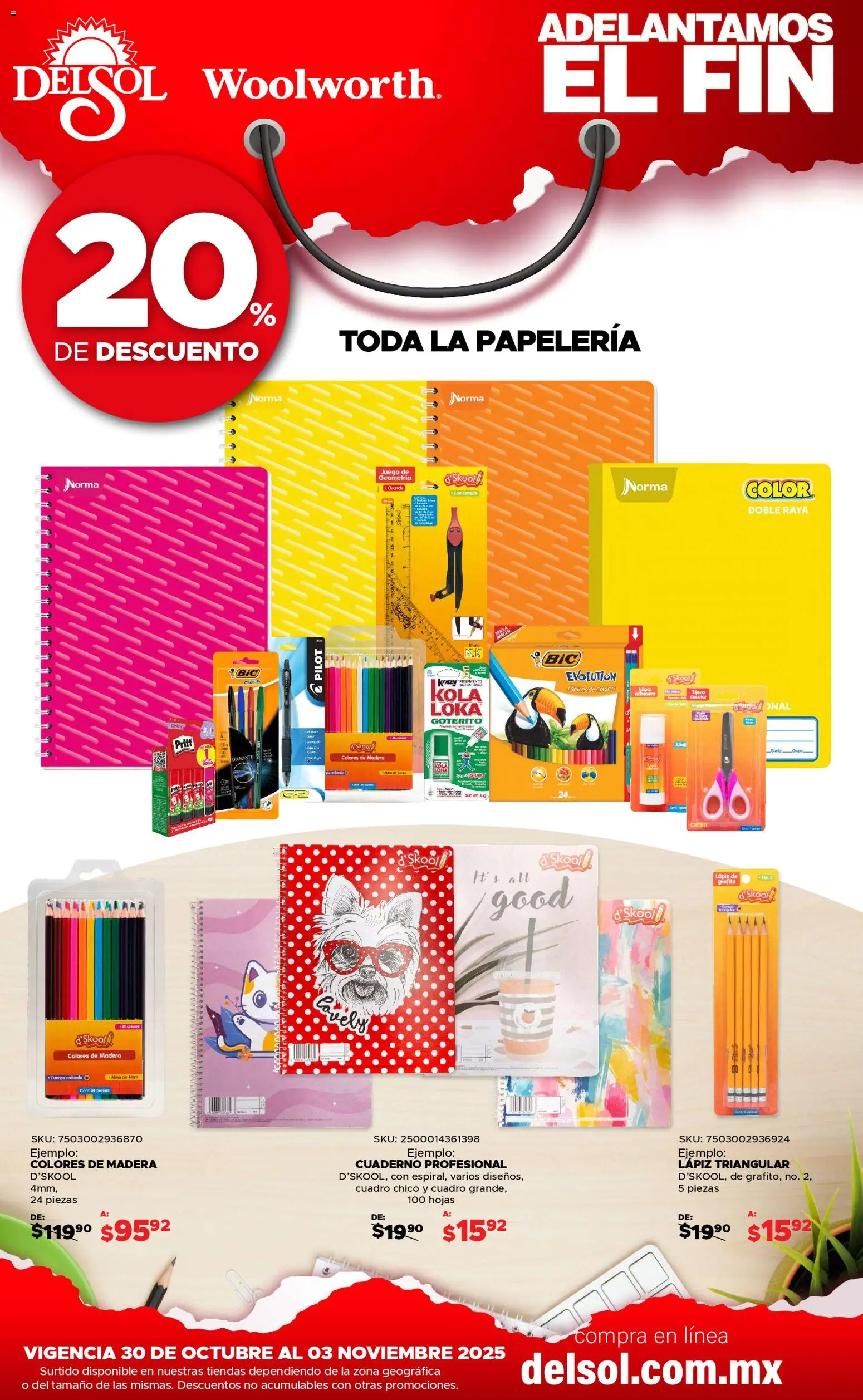 Nuevas ofertas de Del Sol y Woolworth válidas en toda la República Mexicana desde el 30.10.2025. ¡Encuentra las mejores ofertas en Del Sol y Woolworth Buen Fin ! | Página: 21 | Productos: Cuadro, Pegamento, Cuaderno, Juego
