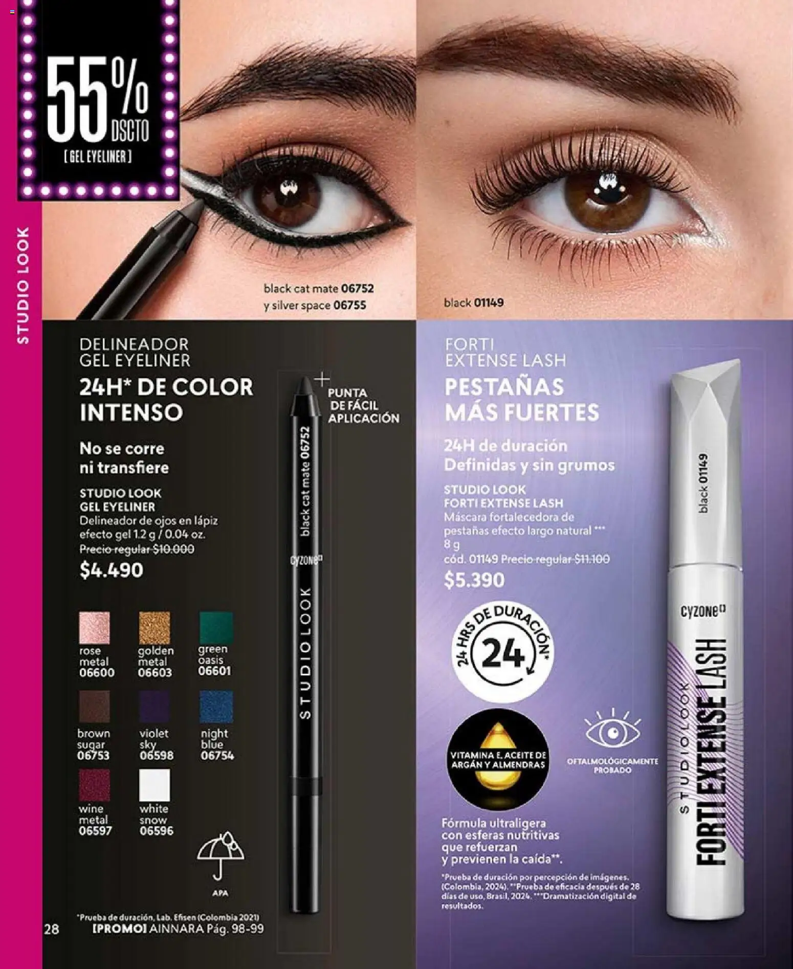 Catálogo CyZone Campaña 2 │ válido desde el 16.01.2026 | Página: 28 | Productos: Máscara, Delineador de ojos, Delineador, Almendras