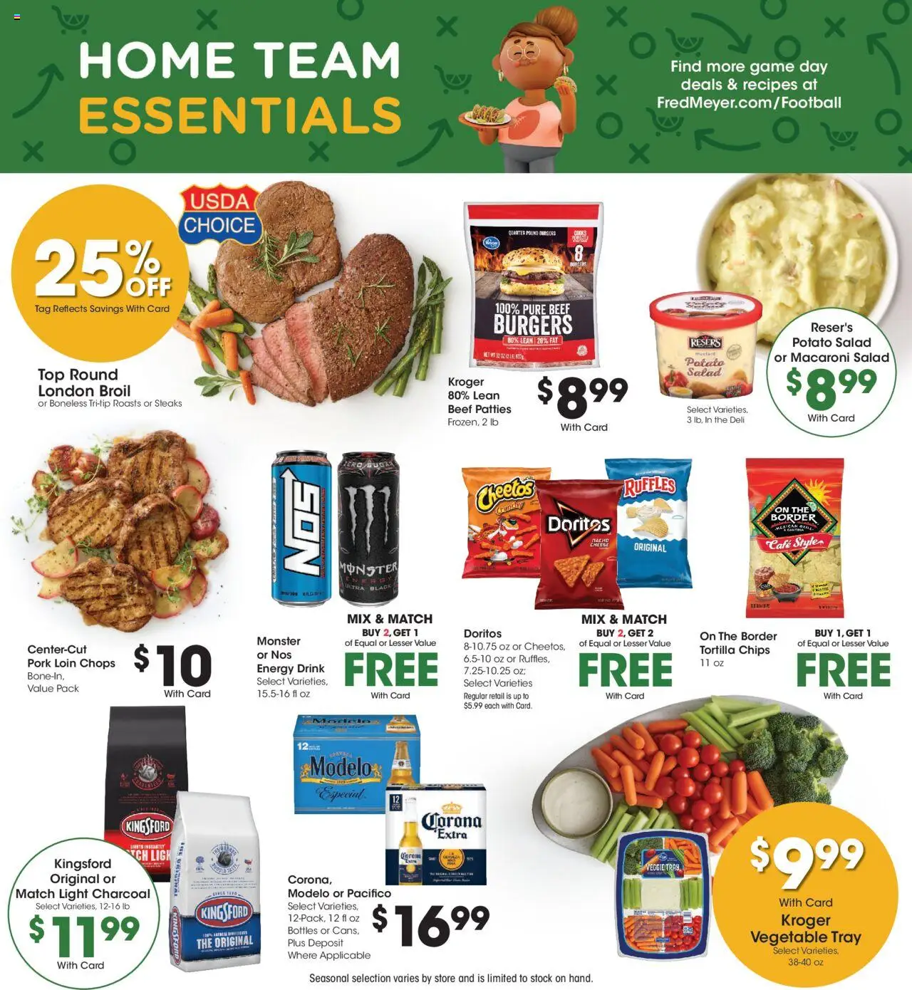 Fred Meyer Weekly Ad - valid from 10.09.2025 | Page: 8 | Products: Pork, Chips, Salad, Game