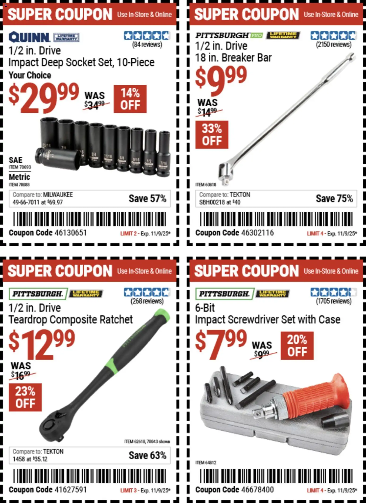 Harbor Freight Weekly Ad - valid from 27.10.2025 | Page: 19 | Products: Socket, Screwdriver, Ratchet, Case