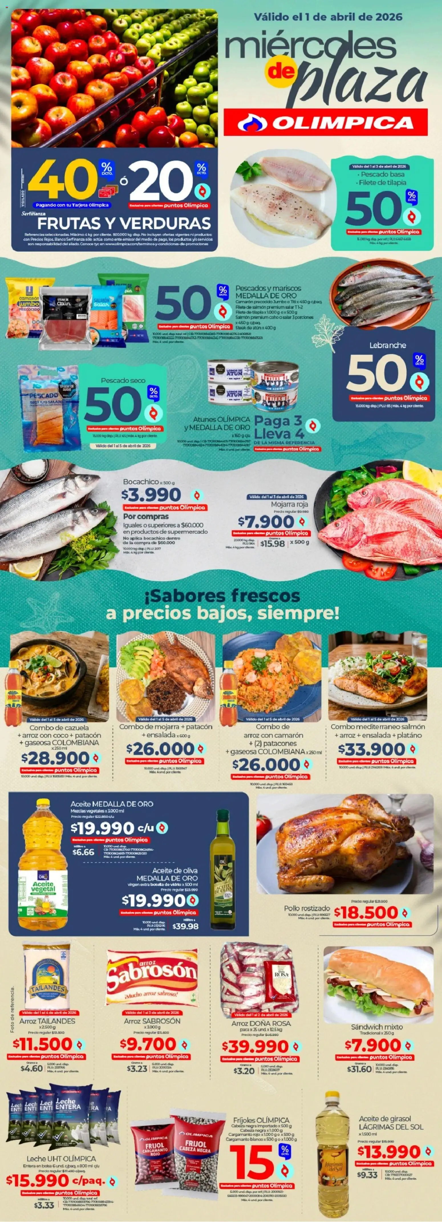 Olímpica revista - valida desde el 01.04.2026 | Página: 1 | Productos: Arroz, Banco, Botella, Coco