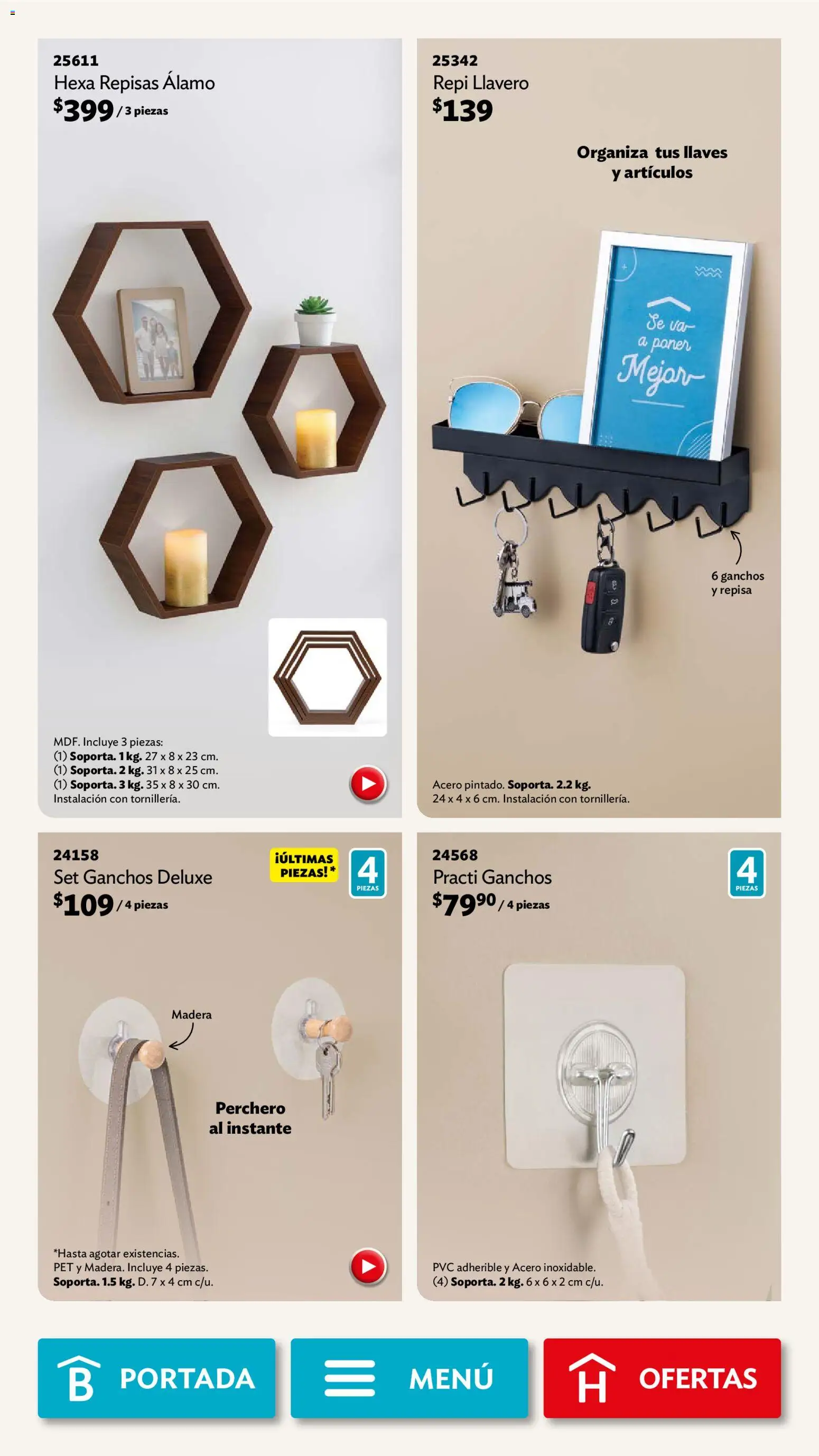 Nuevas ofertas de Betterware válidas en toda la República Mexicana desde el 05.01.2026. ¡Encuentra las mejores ofertas en Betterware campaña 1 2026! | Página: 75 | Productos: Repisa, Llavero, Perchero