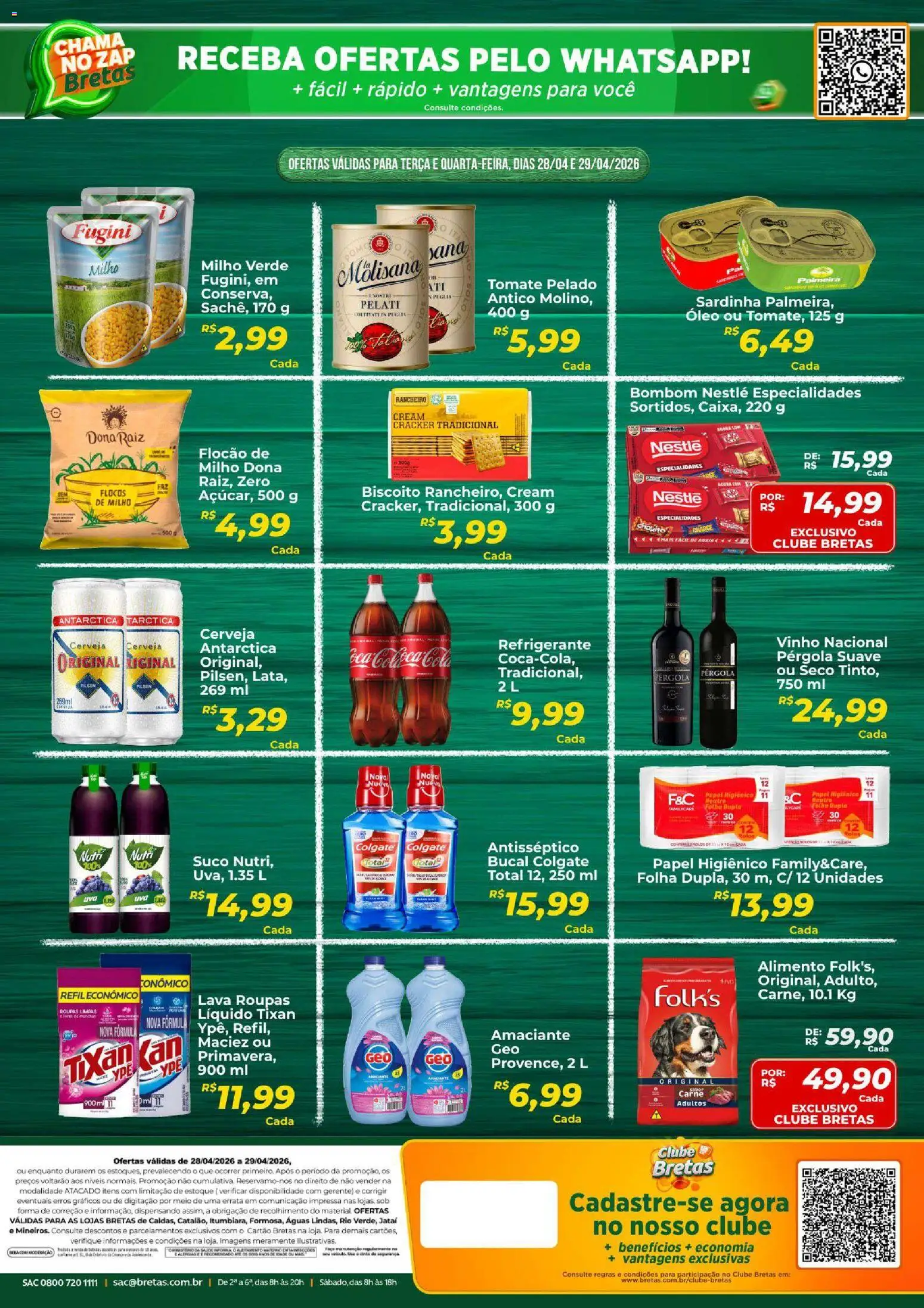 Bretas Folheto - válido de 28.04.2026 | Página: 2 | Produtos: Milho verde, Vinho, Cerveja, Sardinha
