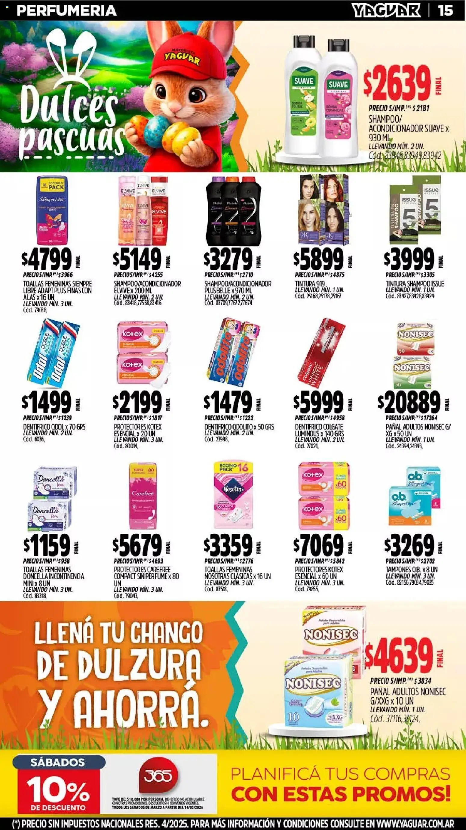 Yaguar - Oferta Semanal Mendoza │ válido desde el 23.03.2026 | Página: 15 | Productos: Toallas, Perfume, Shampoo, Acondicionador