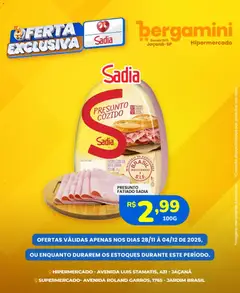 Supermercado Bergamini - Ofertas Sadia e Perdigão - Pré-Visualização do folheto da loja Supermercado Bergamini, válido de 28.11.2025 | Página: 6 | Produtos: Presunto