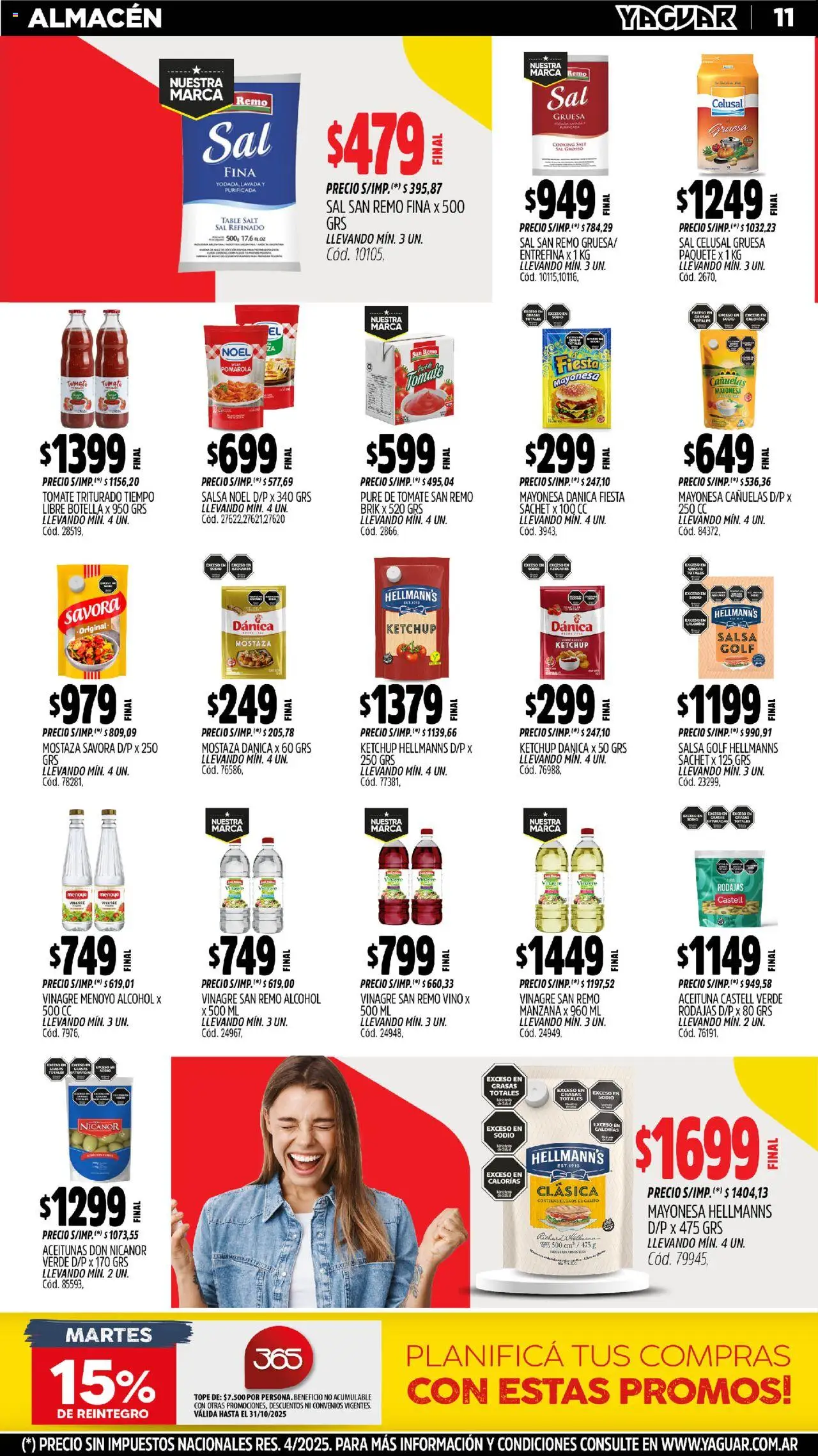 Yaguar - Chaco │ válido desde el 20.10.2025 | Página: 10 | Productos: Vinagre, Mayonesa, Sal, Pure de Tomate