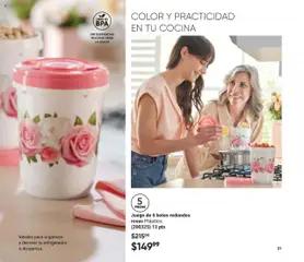 Nuevas ofertas de AVON válidas en toda la República Mexicana desde el 13.09.2025. ¡Encuentra las mejores ofertas en Juego de 5 botes redondos rosas Plástico., Set of 5 round plastic containers with rose design.! | Página: 21