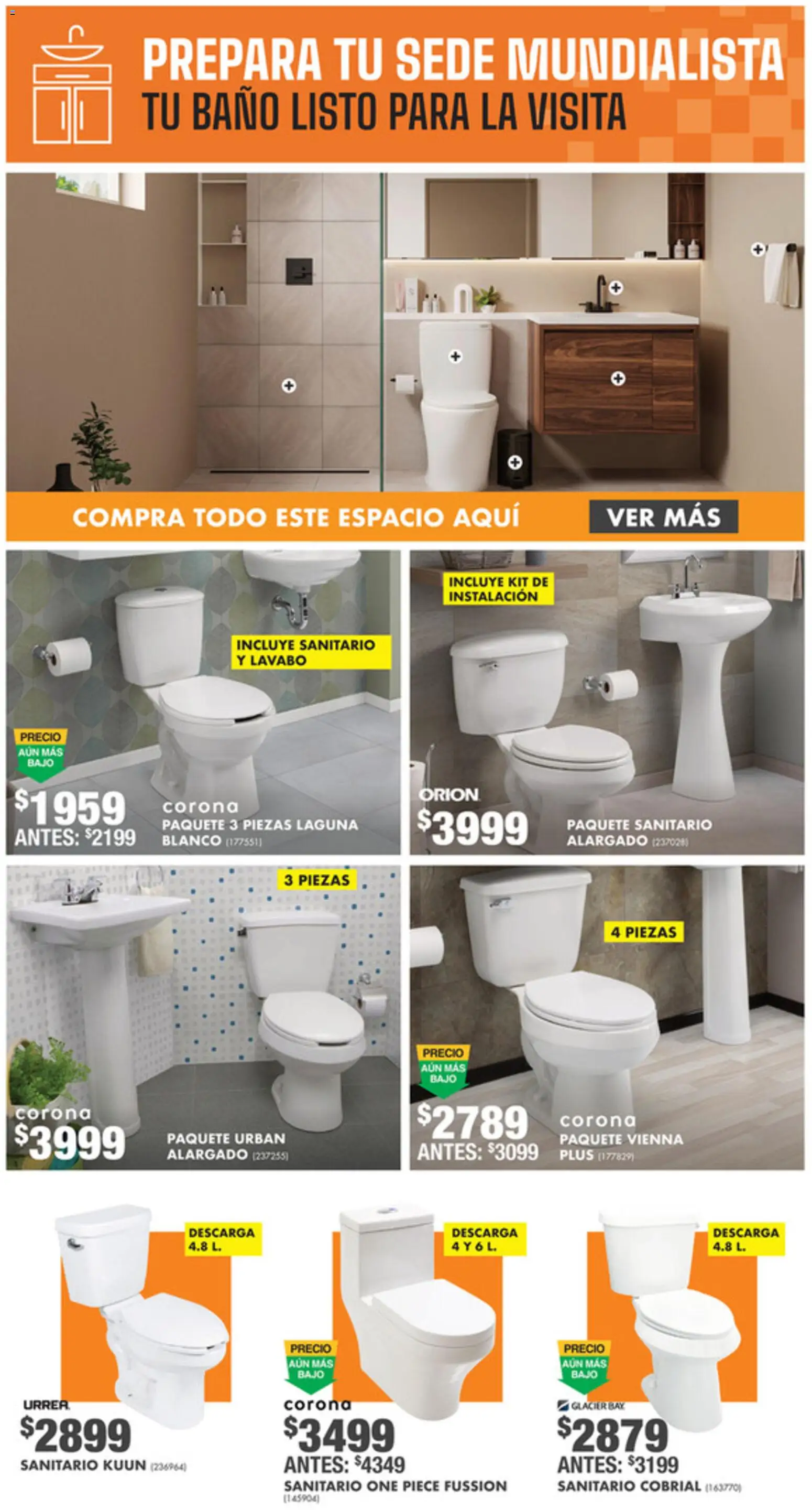 Nuevas ofertas de Home Depot válidas en toda la República Mexicana desde el 12.03.2026. ¡Encuentra las mejores ofertas en Home Depot catálogo! | Página: 3 | Productos: Lavabo, Baño