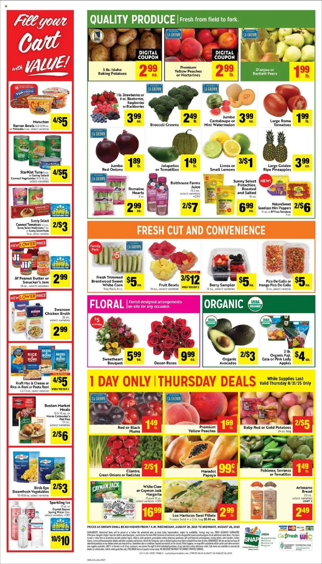 Lucky Supermarkets Weekly - AK - valid from 20.08.2025 | Page: 4 | Products: Corn, Mushrooms, Potatoes, Bag
