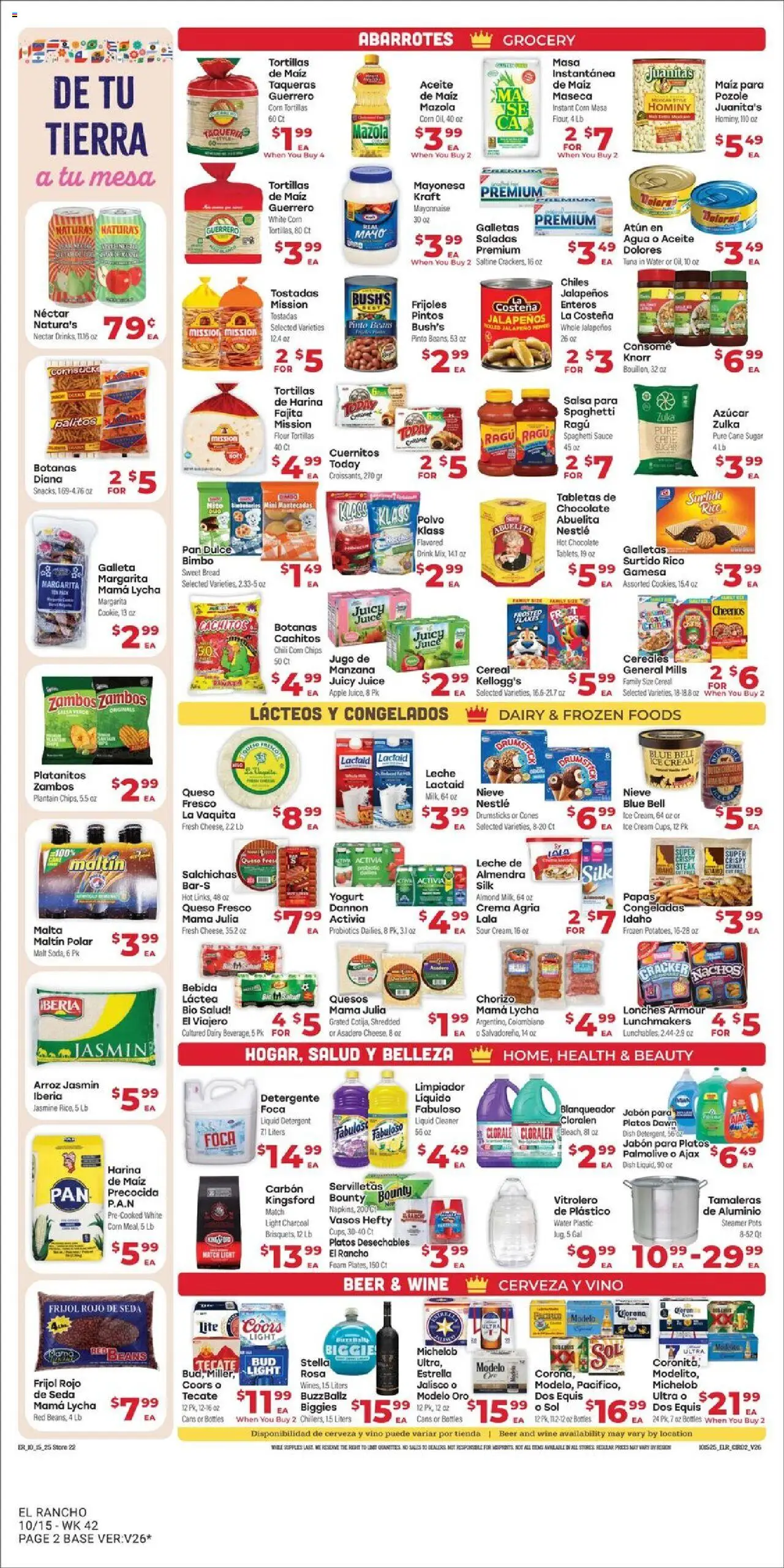 El Rancho Weekly Ad - valid from 15.10.2025 | Page: 2 | Products: Peppers, Bread, Wine, Mayonnaise