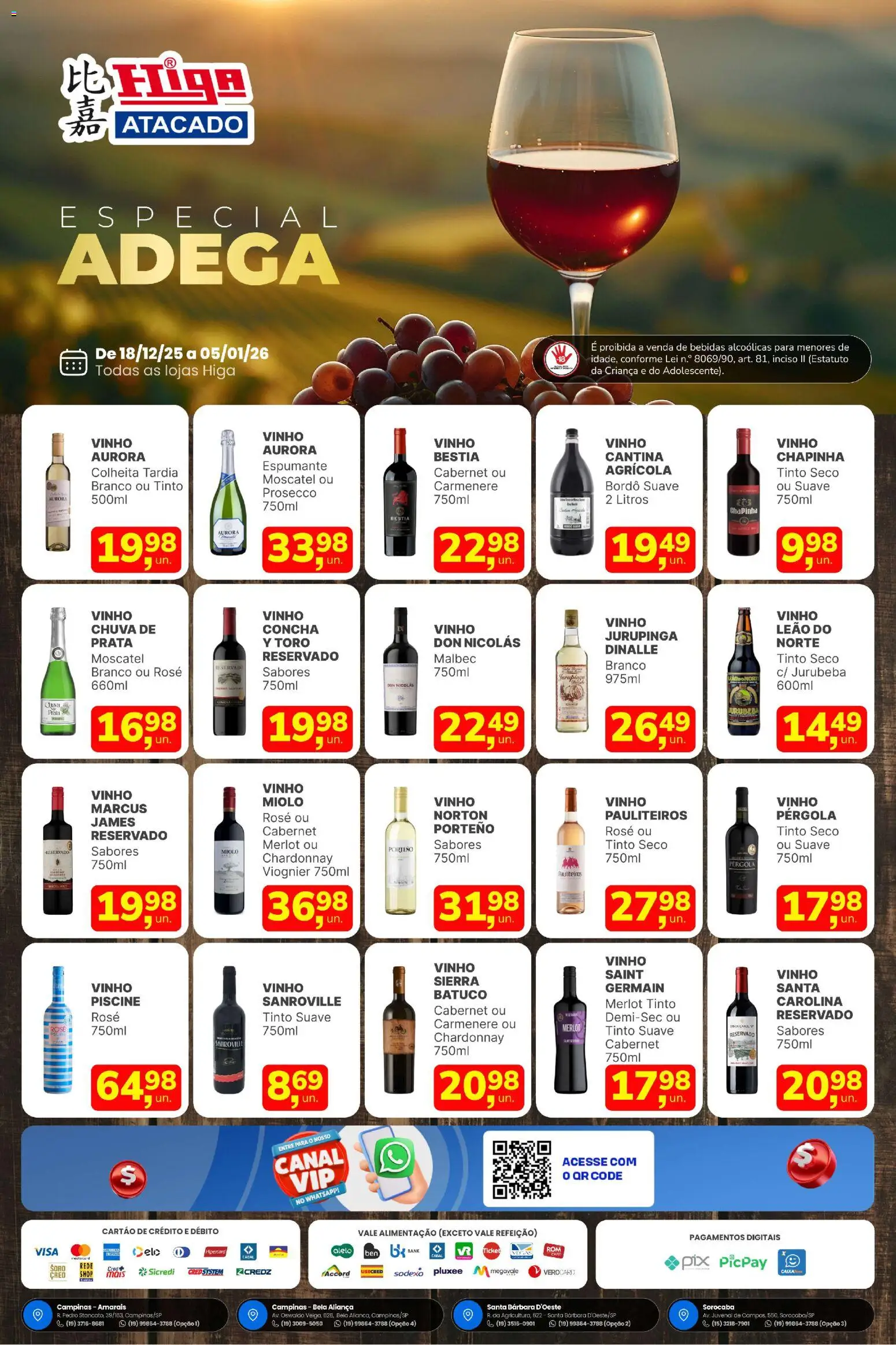 Higa Atacado Folheto - válido de 18.12.2025 | Página: 1 | Produtos: Chapinha, Espumante, Aliança, Vinho