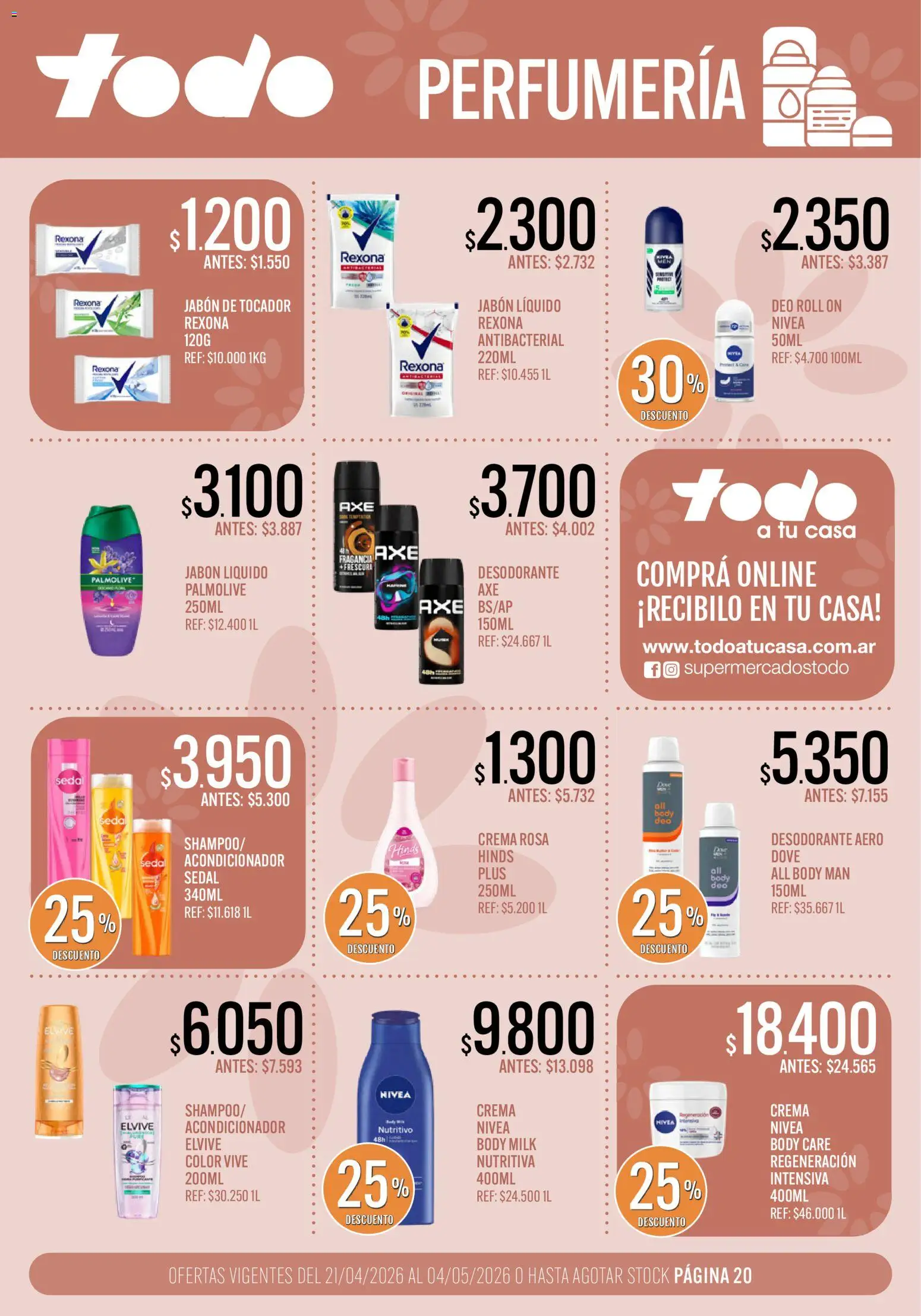 Supermercados TODO - Ofertas │ válido desde el 21.04.2026 | Página: 20 | Productos: Fragancia, Jabón líquido, Acondicionador, Jabón