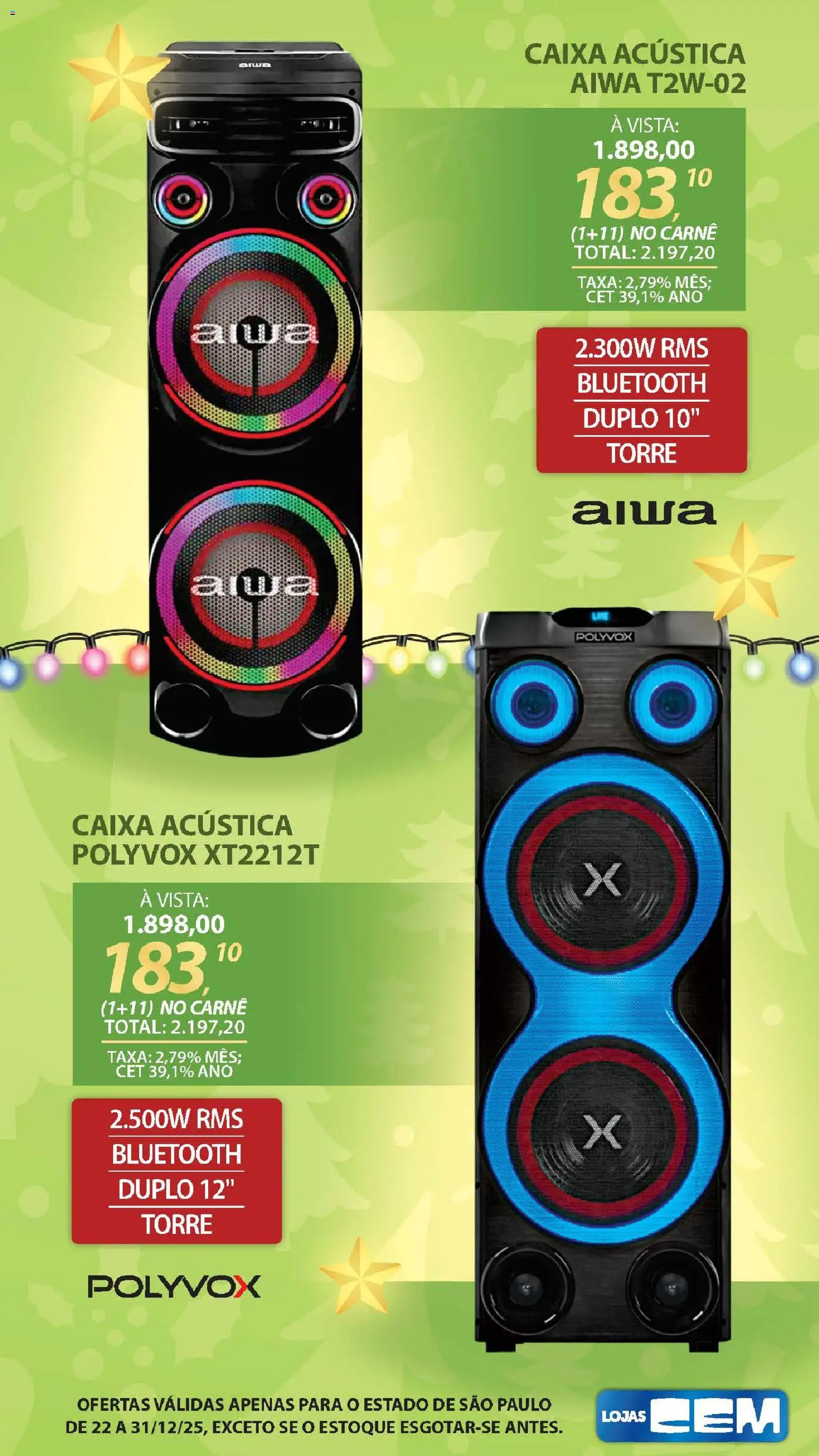 Lojas Cem Folheto - válido de 22.12.2025 | Página: 62 | Produtos: Caixa acústica, Caixa, Carne