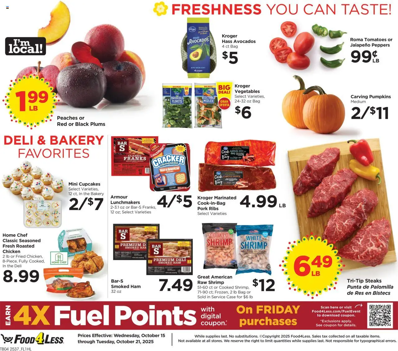 Food 4 Less Weekly Ad - valid from 15.10.2025 | Page: 6 | Products: Broccoli, Jalapeno peppers, Tomatoes, Pepper
