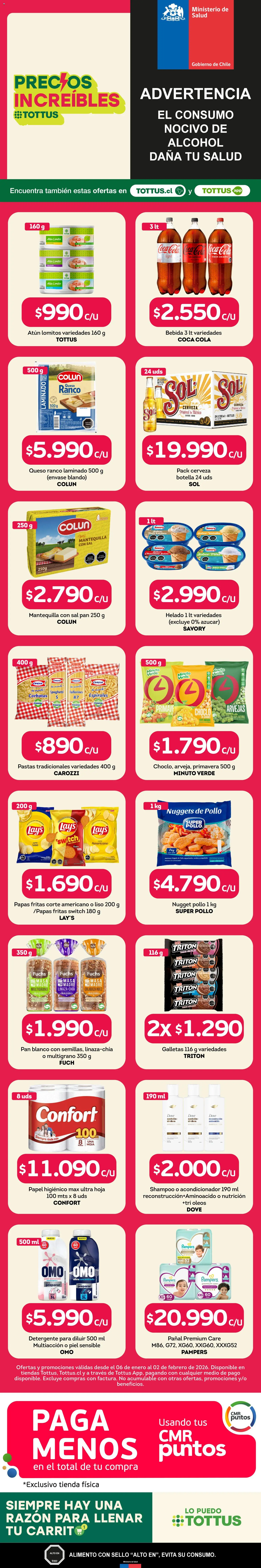 Tottus ofertas  │ válido desde el 06.01.2026 | Página: 1 | Productos: Detergente, Cerveza, Shampoo, Galletas