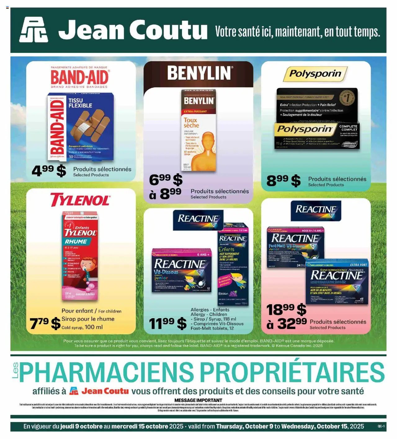 Jean Coutu flyer valid from 09.10.2025 | Page: 1