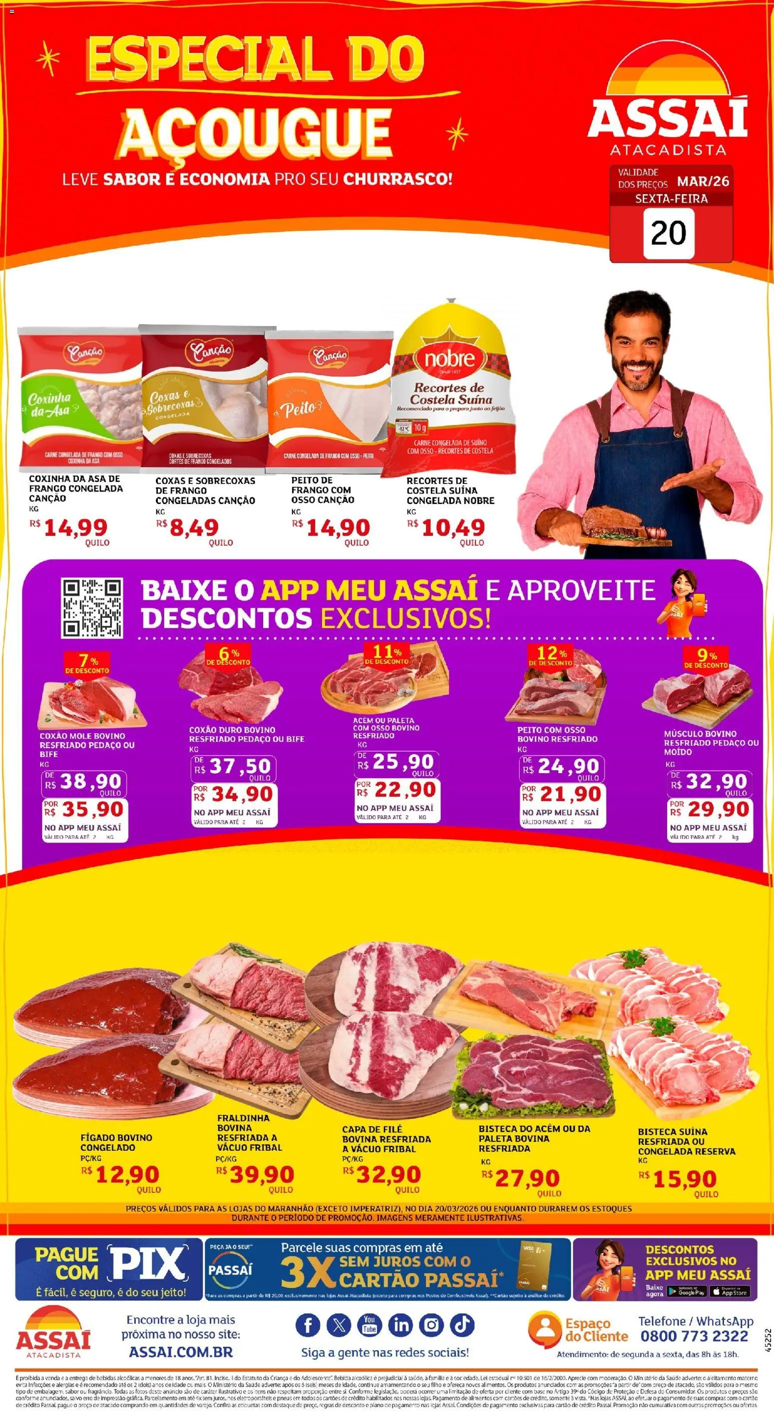 Assaí Atacadista Folheto - válido de 20.03.2026 | Página: 1 | Produtos: Asa de frango, Pneus, Carne, Bebida