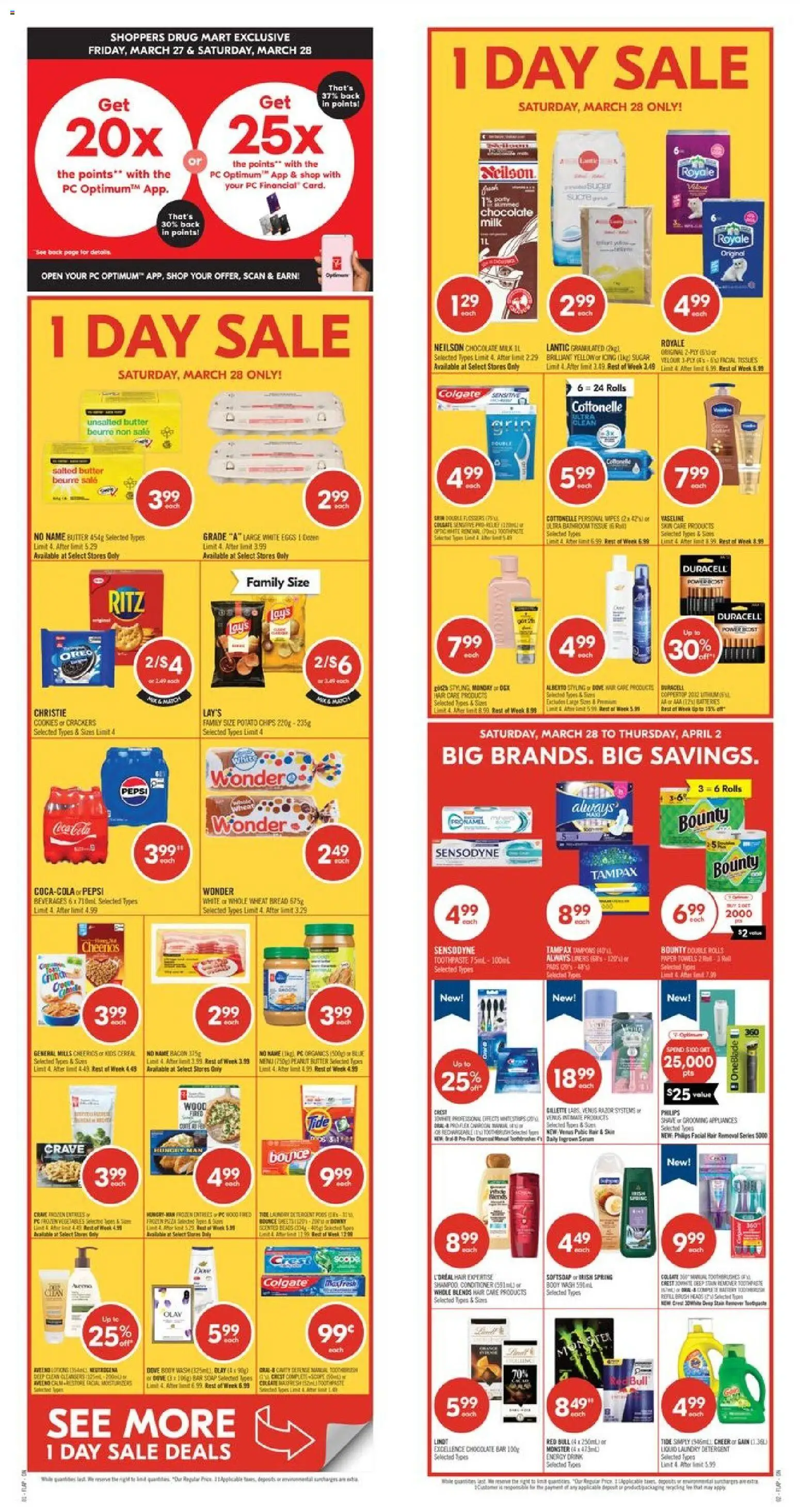 Shoppers flyer valid from 27.03.2026 | Page: 1 | Products: Chips, Brush, Milk, Chocolate