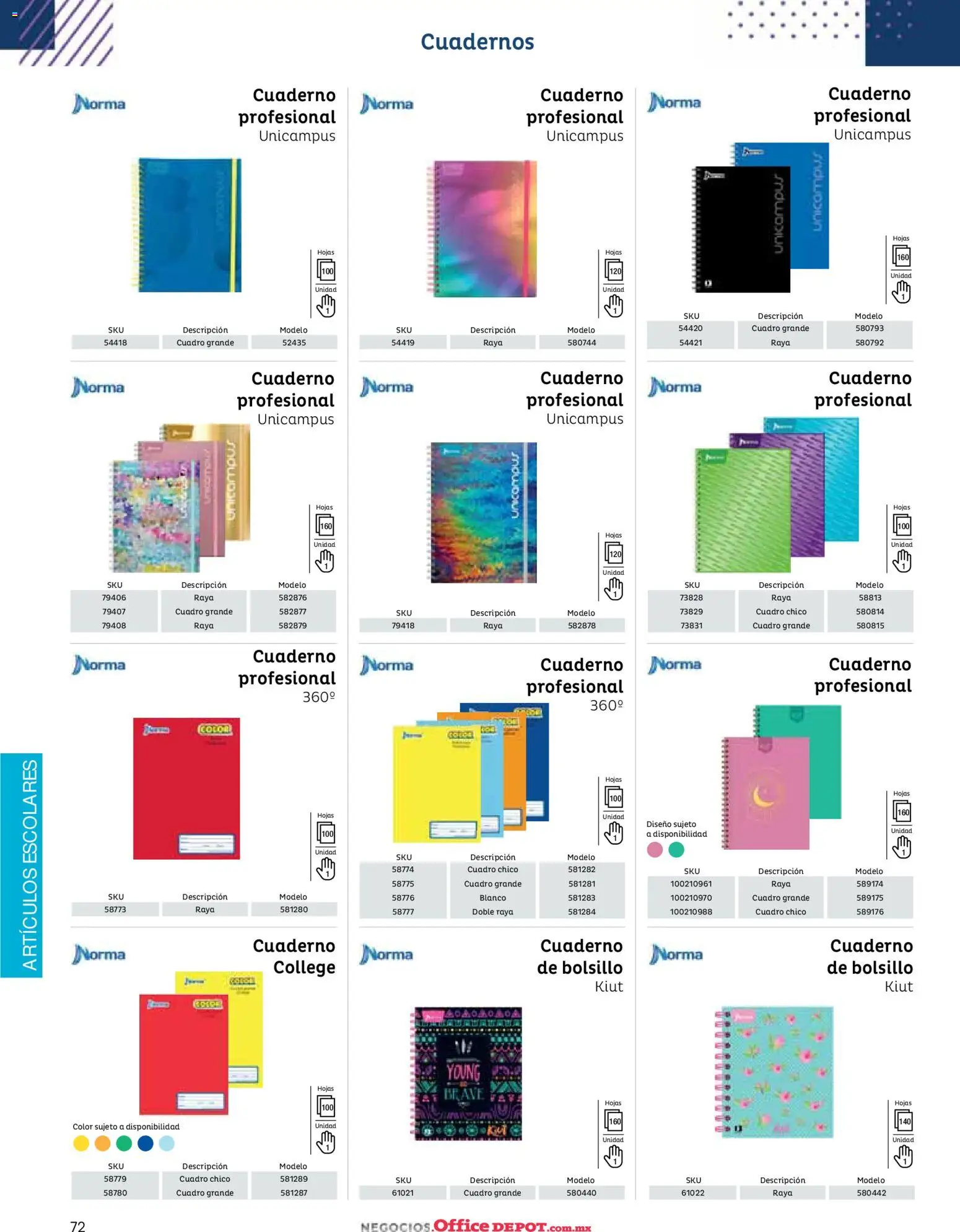 Nuevas ofertas de Office Depot válidas en toda la República Mexicana desde el 12.01.2026. ¡Encuentra las mejores ofertas en Office Depot catálogo 2026! | Página: 74 | Productos: Cuadro, Cuaderno