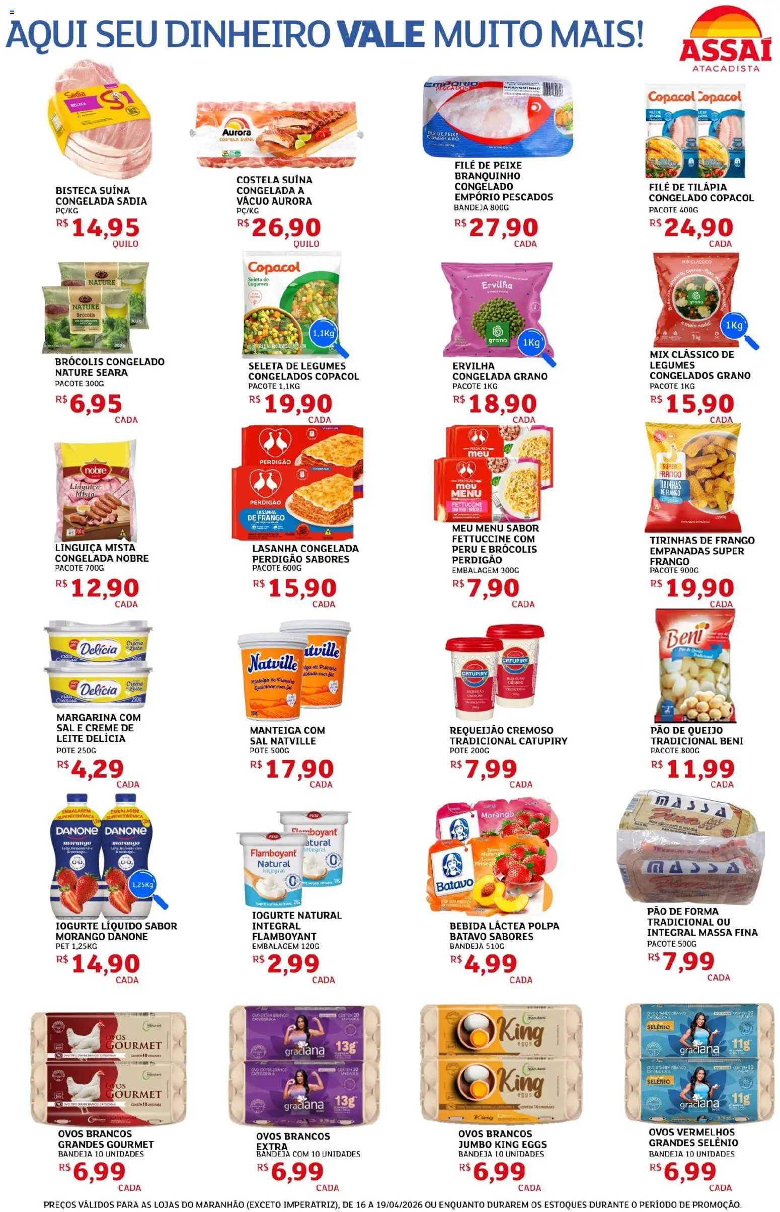 Assaí Atacadista Folheto - válido de 16.04.2026 | Página: 3 | Produtos: Leite, Pão, Creme de leite, Requeijão