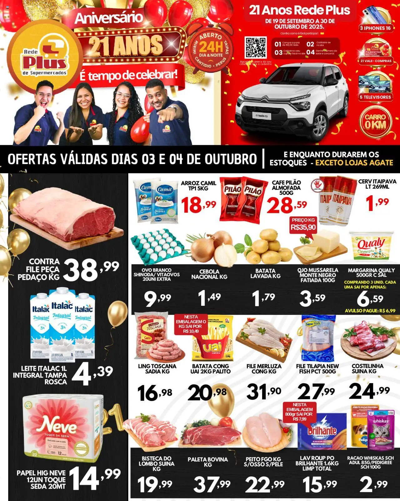 Rede Plus Supermercados Folheto - válido de 03.10.2025 | Página: 1 | Produtos: Celular, Batata, Sal, Pá