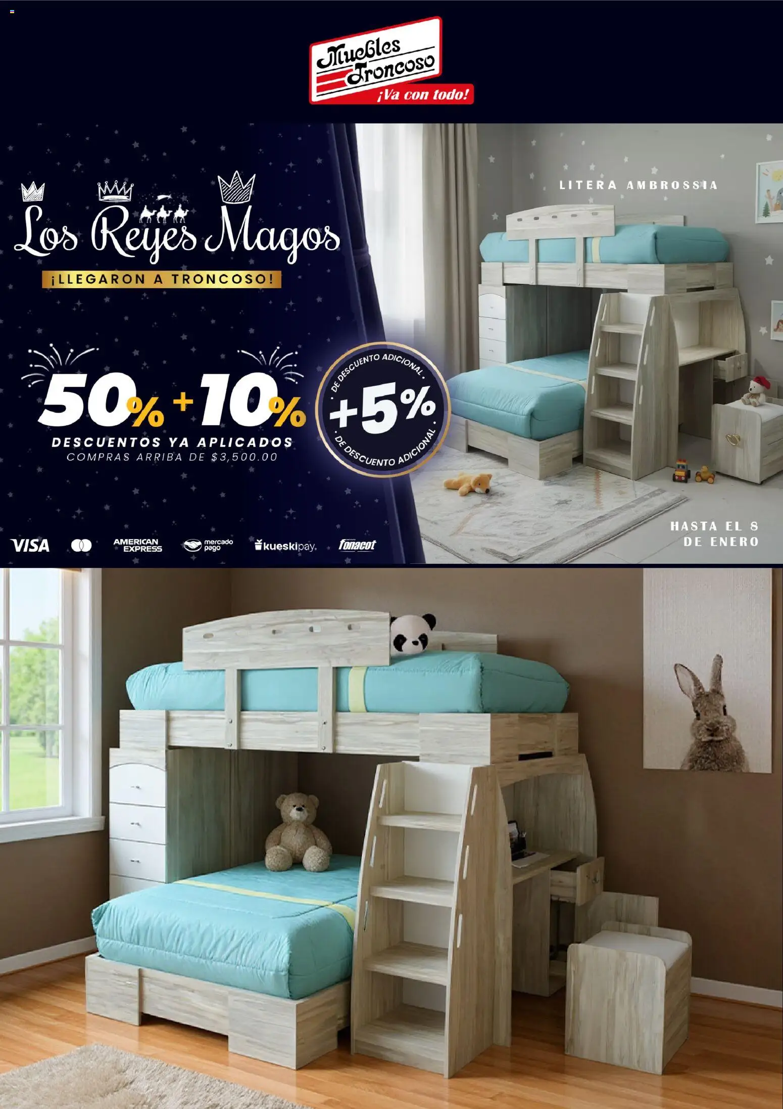 Nuevas ofertas de Muebles Troncoso válidas en toda la República Mexicana desde el 05.01.2026. ¡Encuentra las mejores ofertas en Muebles Troncoso catálogo! | Página: 4 | Productos: Litera