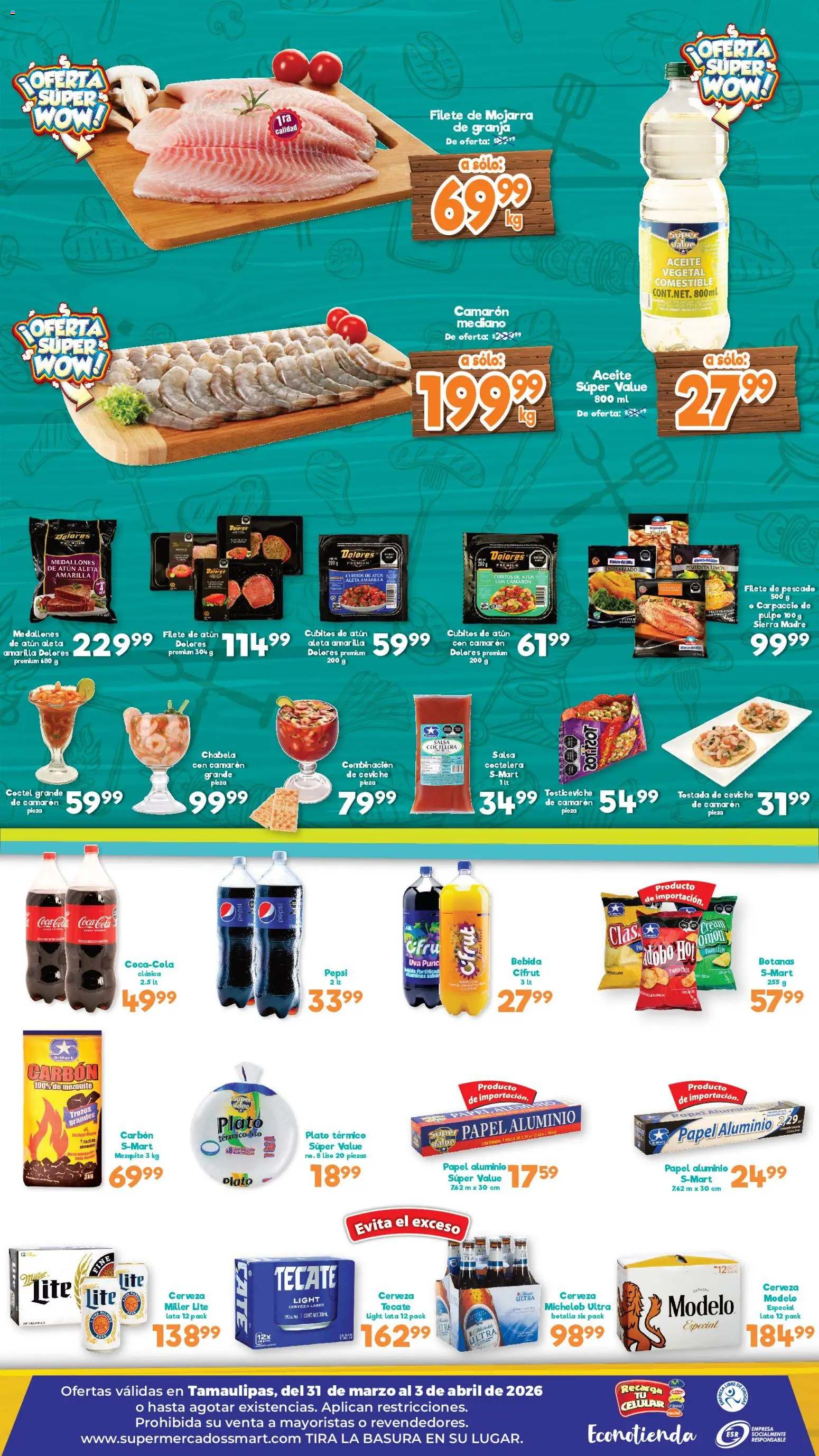 Nuevas ofertas de S-Mart válidas en toda la República Mexicana desde el 31.03.2026. ¡Encuentra las mejores ofertas en S-Mart folleto Ofertas de feria Reynosa! | Página: 2 | Productos: Atún, Limón, Aceite, Botella