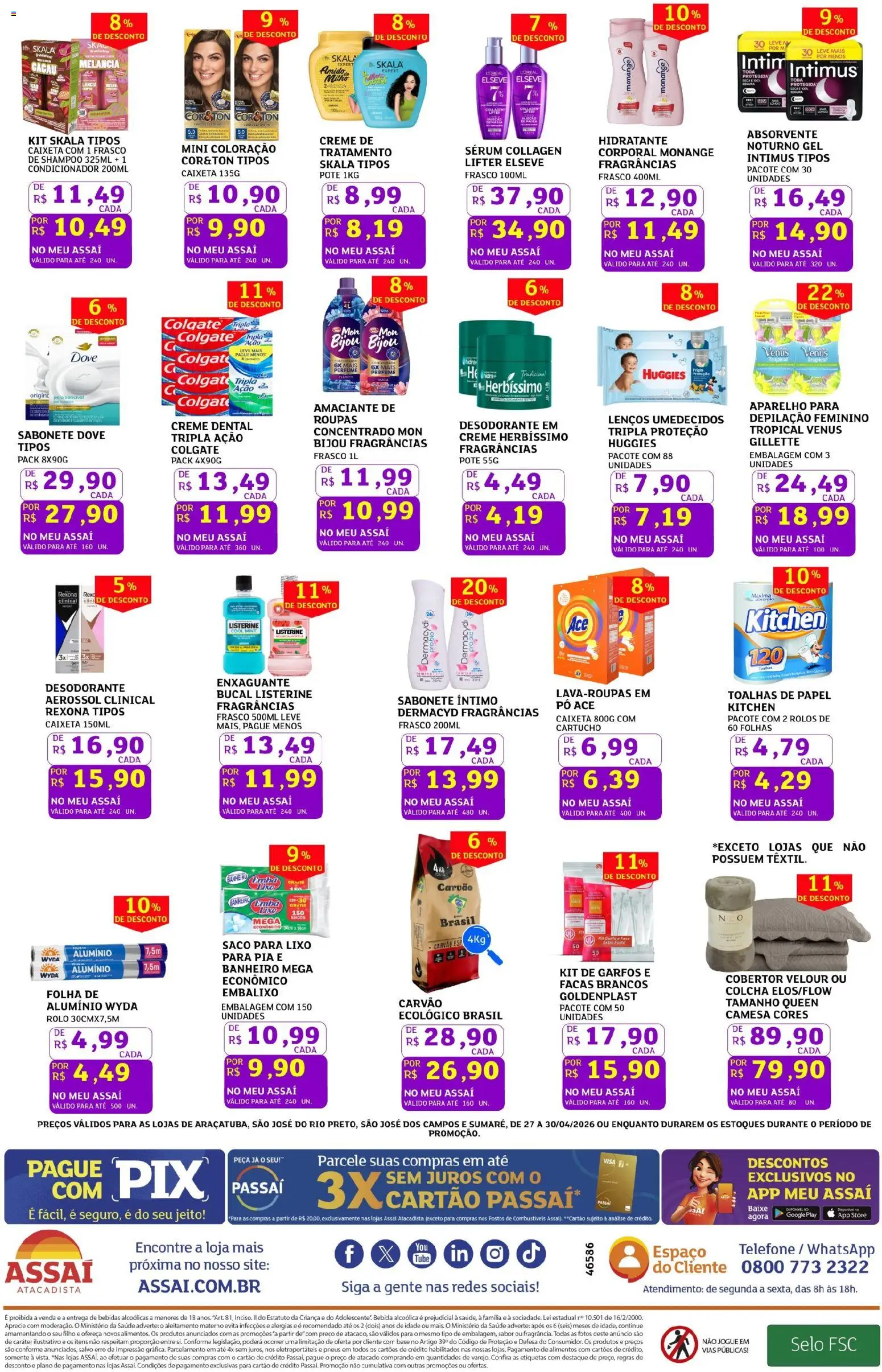 Assaí Atacadista Folheto - válido de 27.04.2026 | Página: 4 | Produtos: Melancia, Desodorante, Sérum, Creme