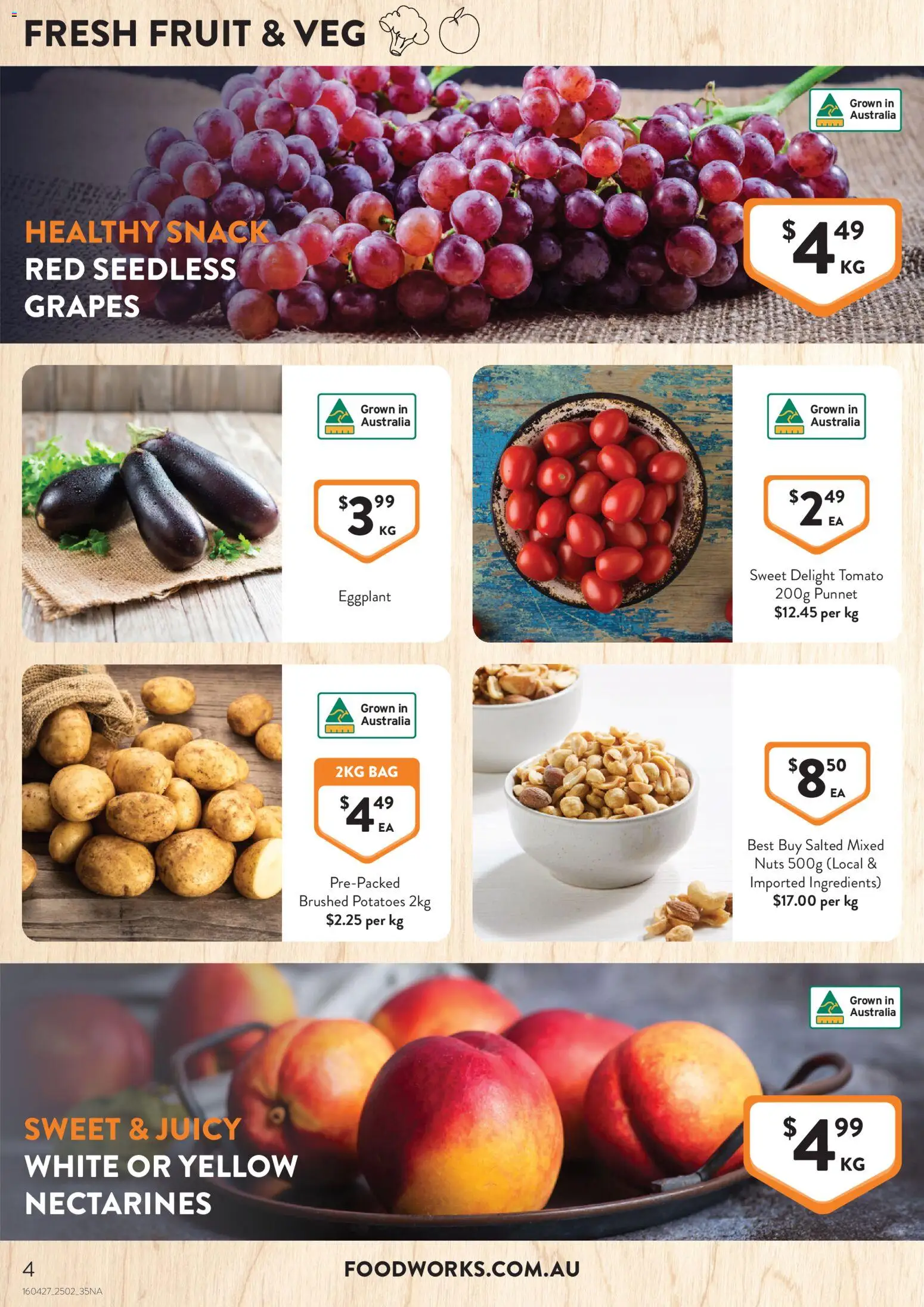 Foodworks catalogue - valid from 25.02.2026 | Page: 4 | Products: Nuts, Potatoes, Eggplant, Bag