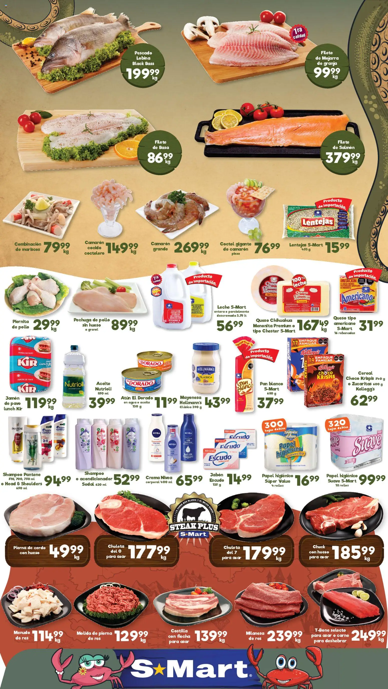 Nuevas ofertas de S-Mart válidas en toda la República Mexicana desde el 20.03.2026. ¡Encuentra las mejores ofertas en S-Mart folleto Juárez! | Página: 1 | Productos: Pollo, Atún, Crema, Papel higiénico