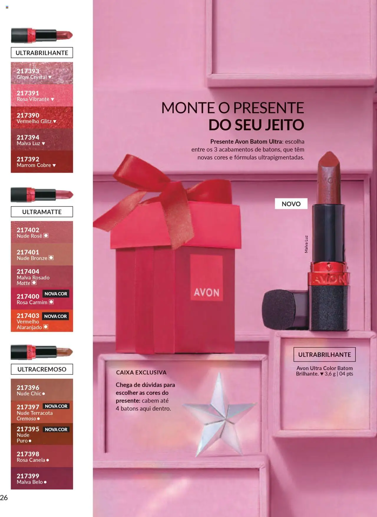 Avon Folheto - válido de 07.10.2025 | Página: 26 | Produtos: Batom, Caixa, Canela