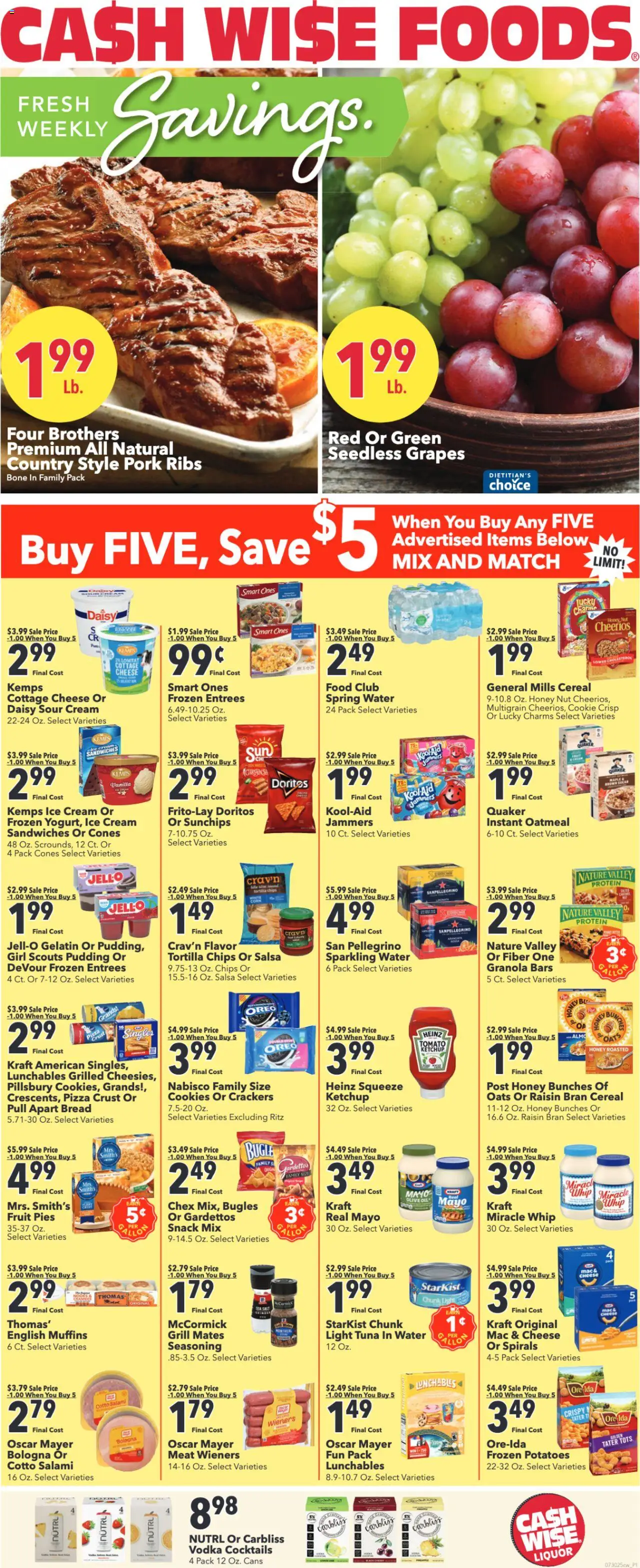 Cash Wise Weekly Ad - valid from 30.07.2025 | Page: 1 | Products: Salami, Sour cream, Cookies, Ice cream