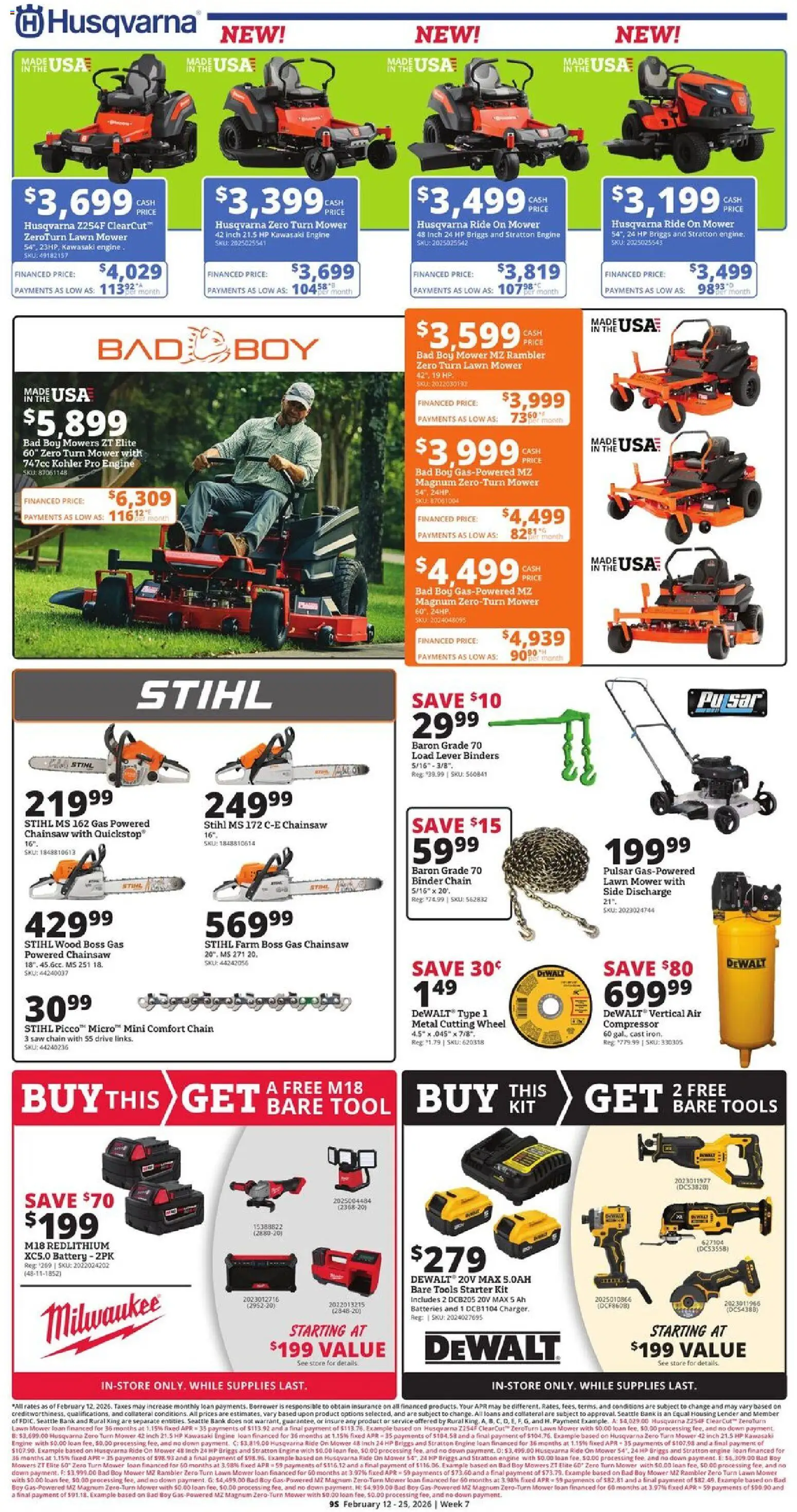 Rural King Weekly Ad - valid from 12.02.2026 | Page: 9 | Products: Lawn Mower, Compressor, Mower, Starter