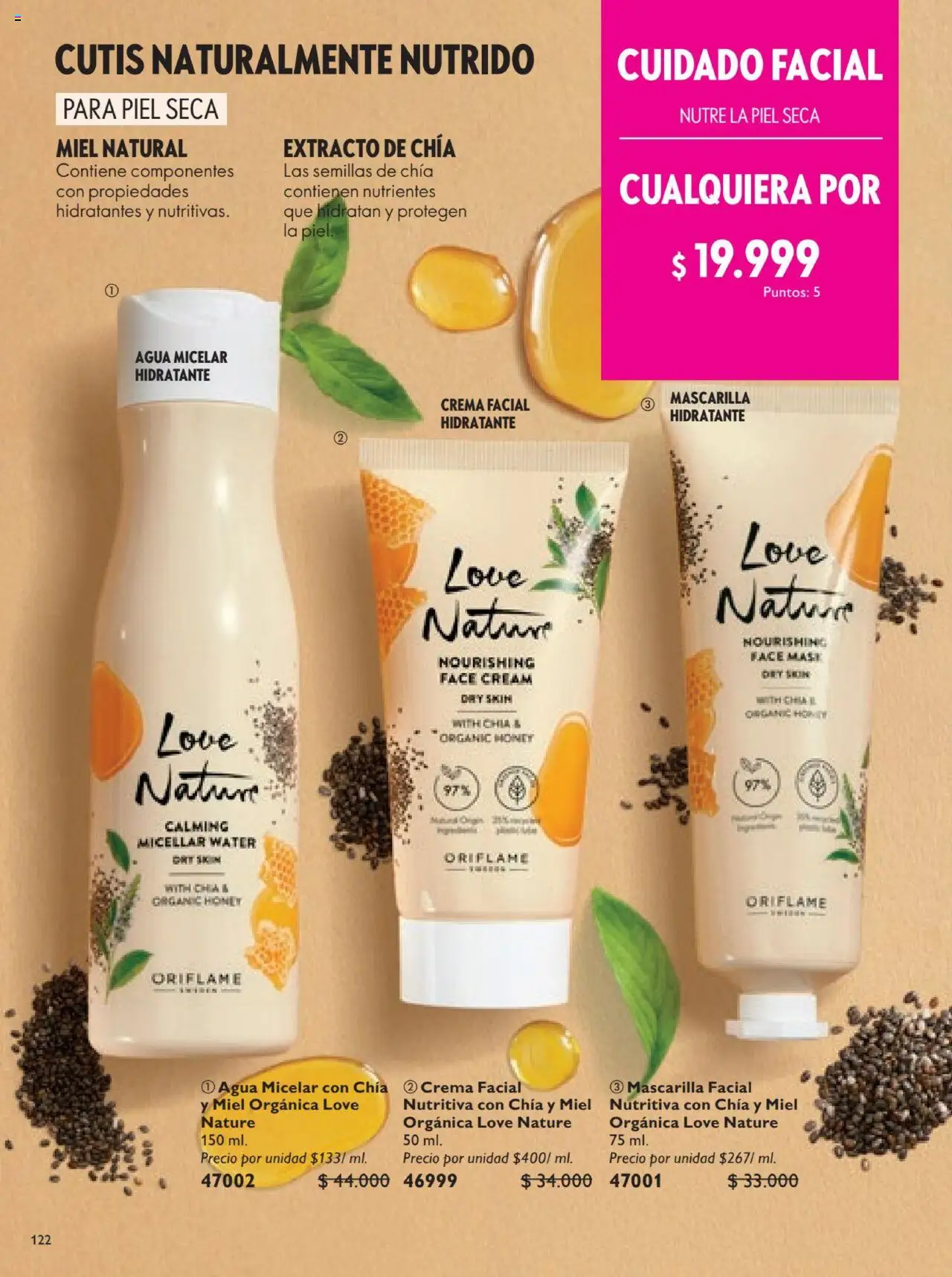 Oriflame revista - valida desde el 12.07.2025 | Página: 122 | Productos: Agua, Agua micelar, Semillas, Mascarilla