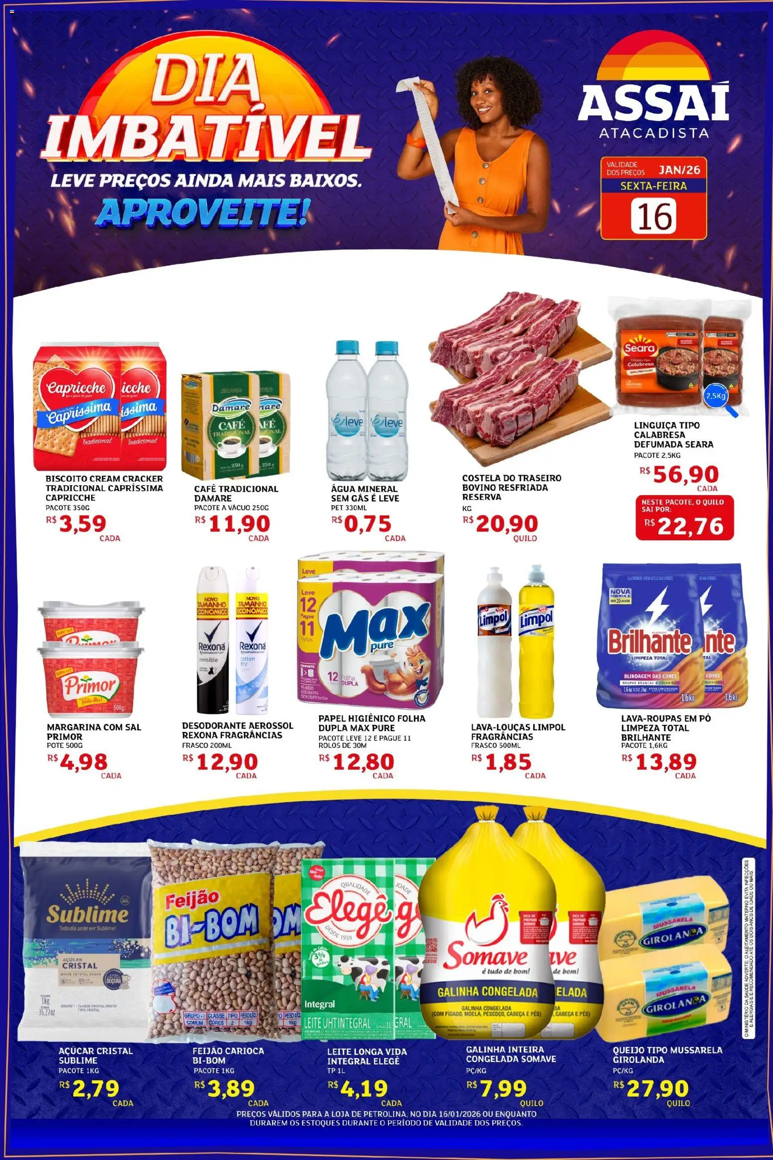 Assaí Atacadista Folheto - válido de 16.01.2026 | Página: 1 | Produtos: Feijão, Desodorante, Queijo, Açúcar