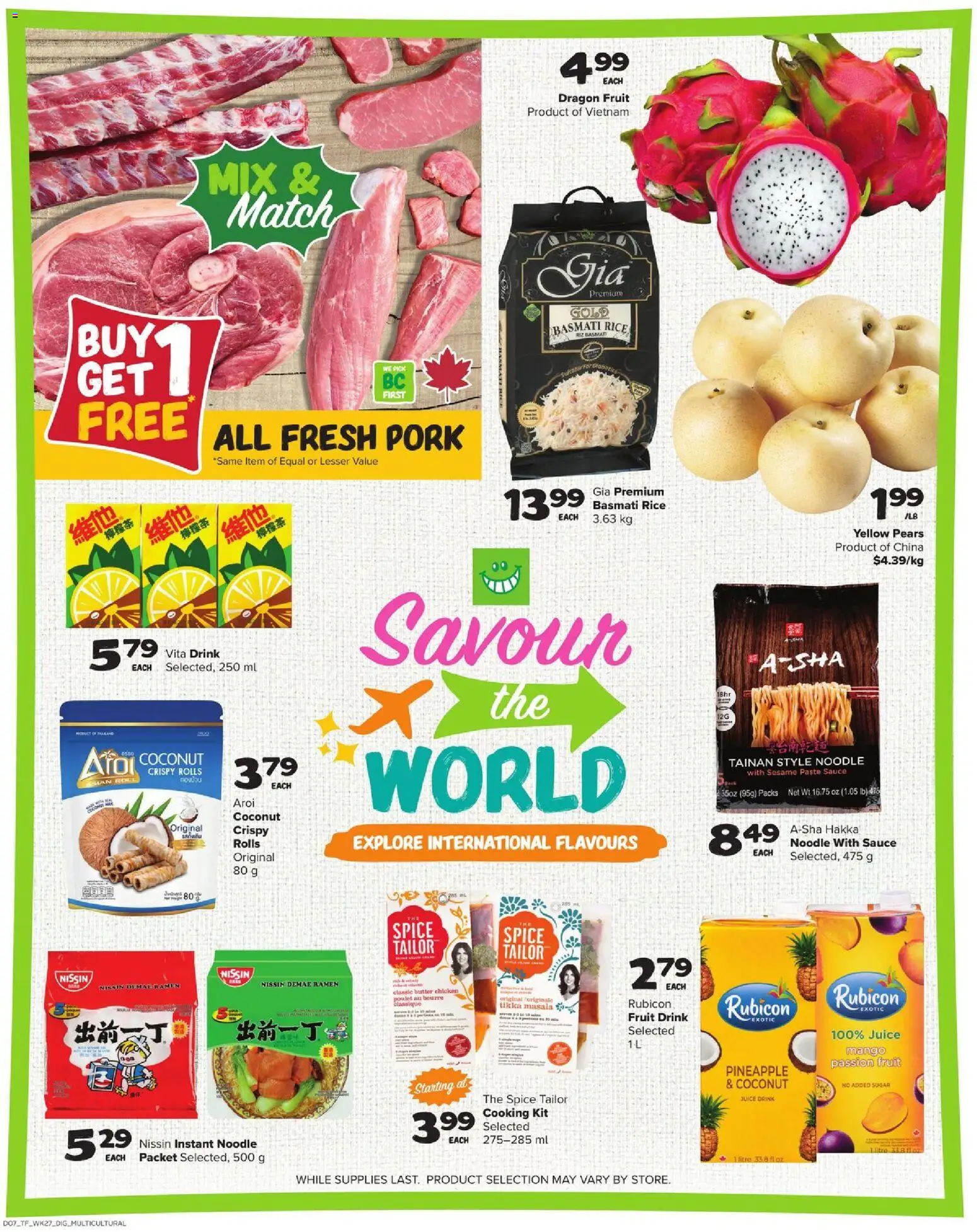 Thrifty Foods flyer valid from 30.10.2025 | Page: 12 | Products: Rice, Juice, Chicken, Pork